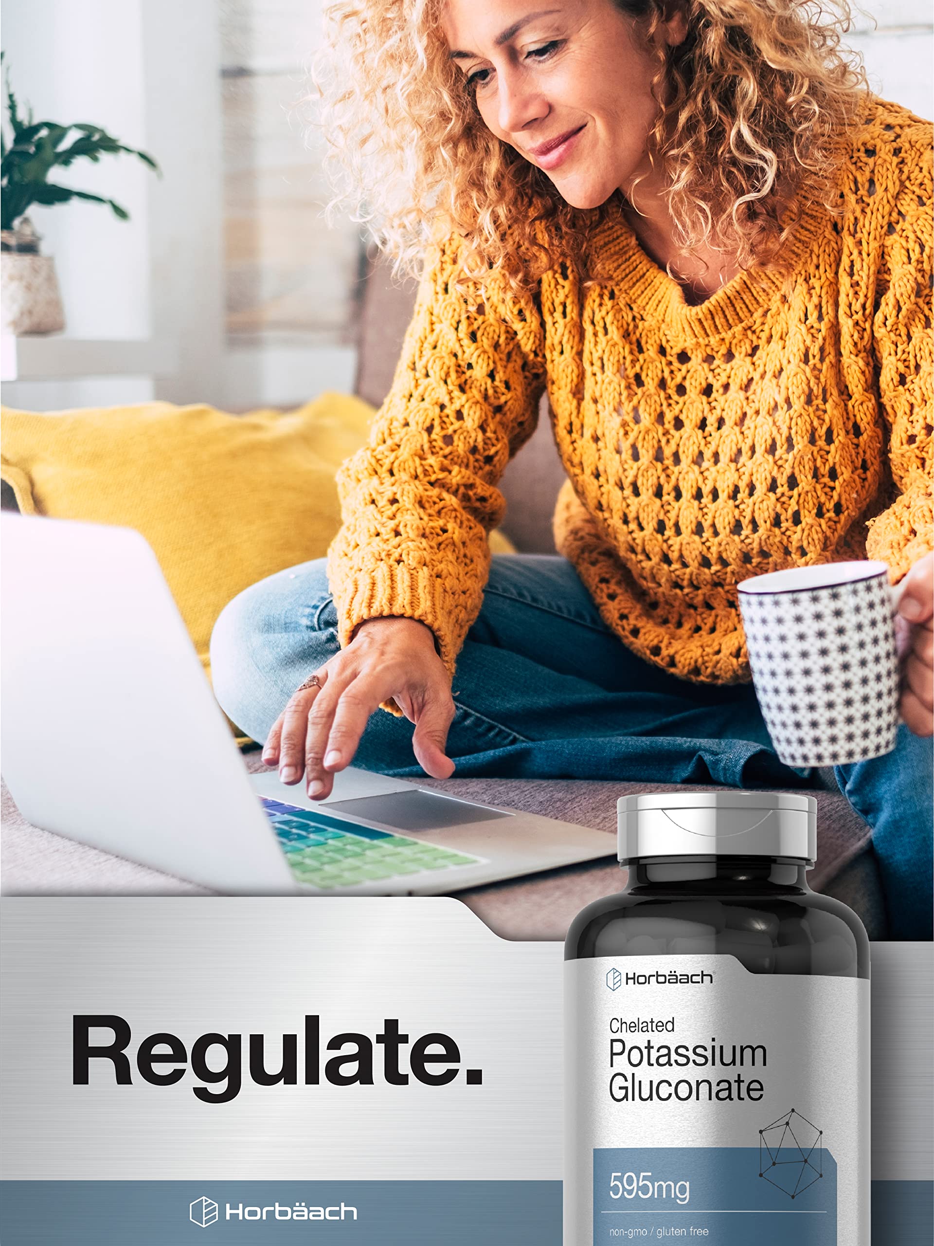 Horbäach Chelated Potassium Gluconate Supplement | 595 mg | 300 Caplets | Vegetarian, Non-GMO, Gluten Free - Image 6
