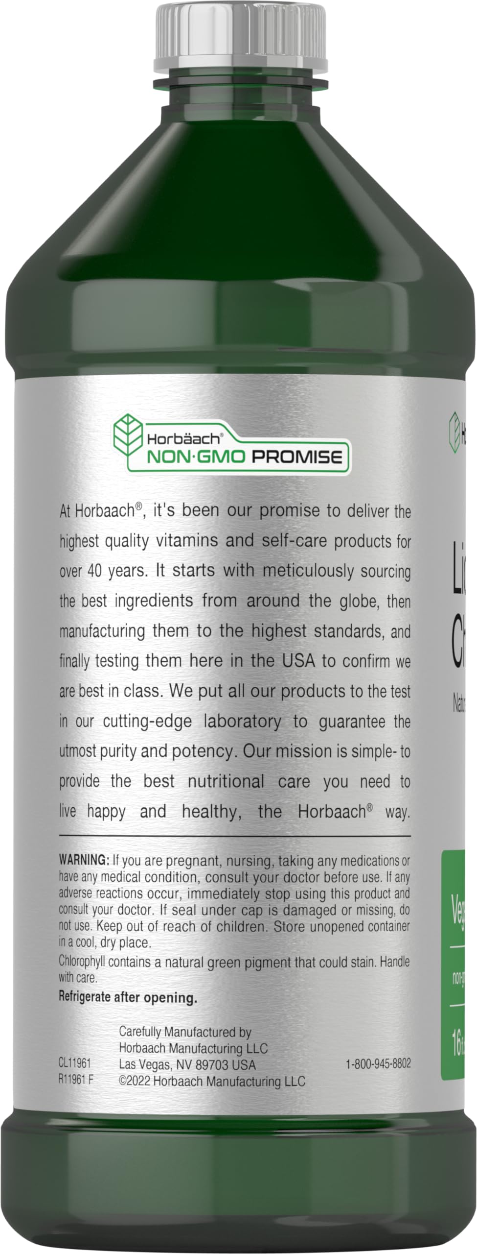 Horbäach Chlorophyll Liquid Drops | 100mg | 32 oz (2 x 16 oz Bottles) | Natural Peppermint Flavor | Vegetarian, Non-GMO, Gluten Free Supplement - Image 3