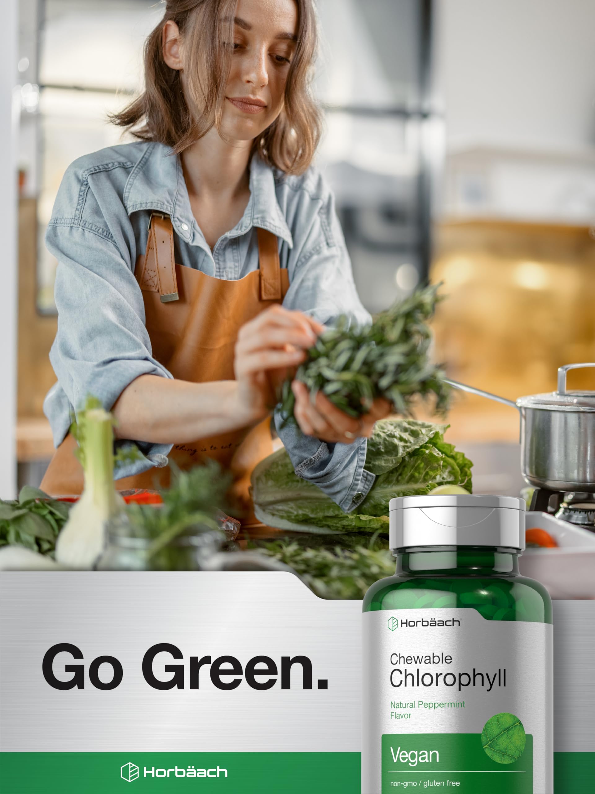 Horbäach Chlorophyll Pills | 300 Chewable Tablets | Natural Peppermint Flavor | Vegan, Non-GMO & Gluten Free Supplement - Image 6