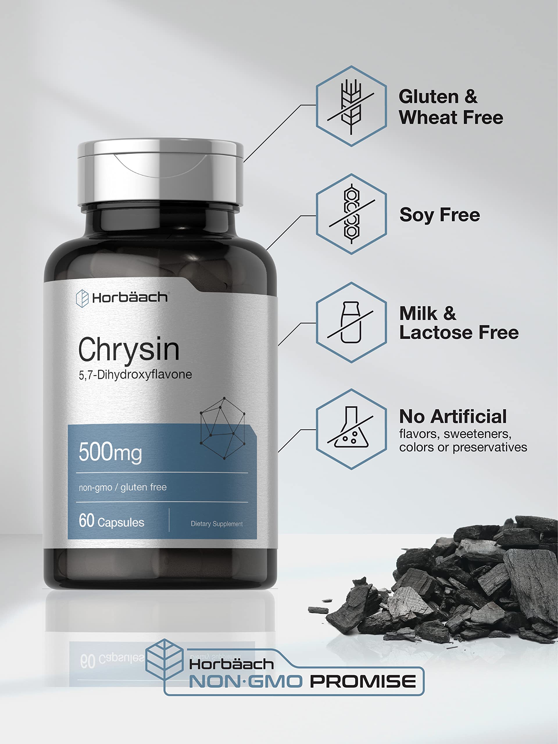 Horbäach Chrysin Supplement | 500mg | 60 Capsules | Passion Flower Extract | Non-GMO, Gluten Free Supplement - Image 4