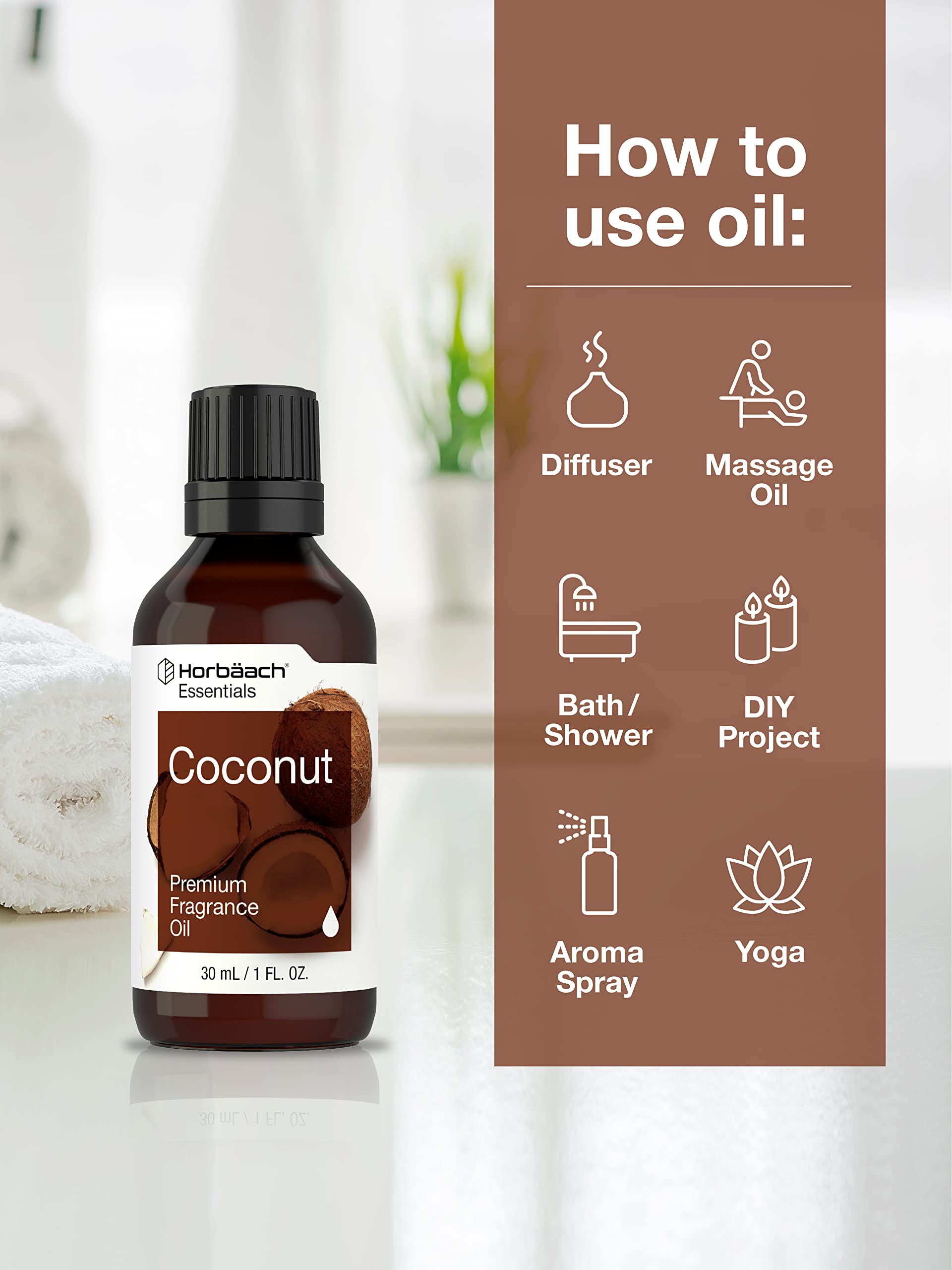 Horbäach Coconut Fragrance Oil | 1 fl oz (30ml) | Premium Grade | for Diffusers, Candle and Soap Making, DIY Projects & More - Image 3
