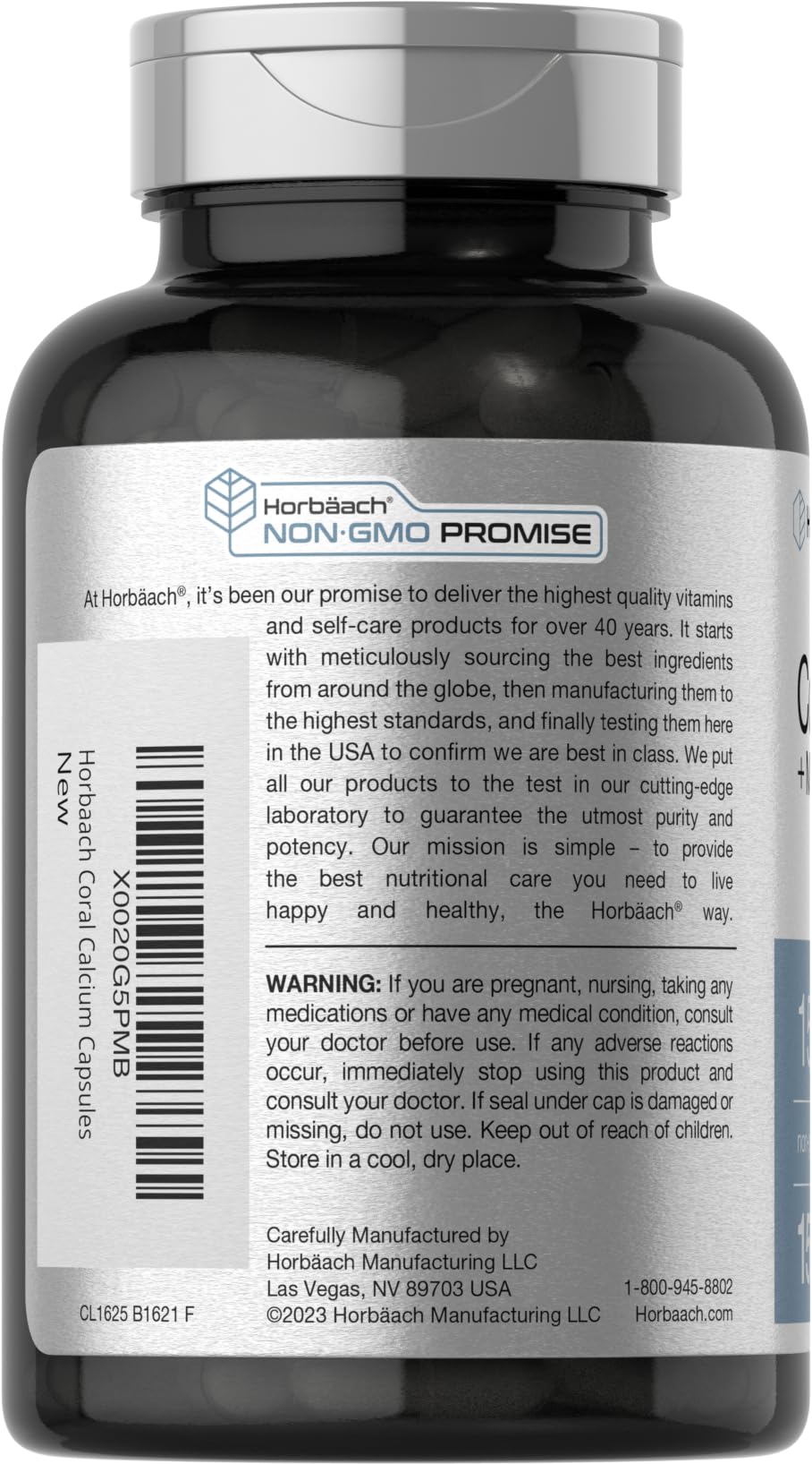 Horbäach Coral Calcium 1500mg Capsules | 150 Count | Plus Magnesium | Non-GMO & Gluten Free Supplement - Image 3