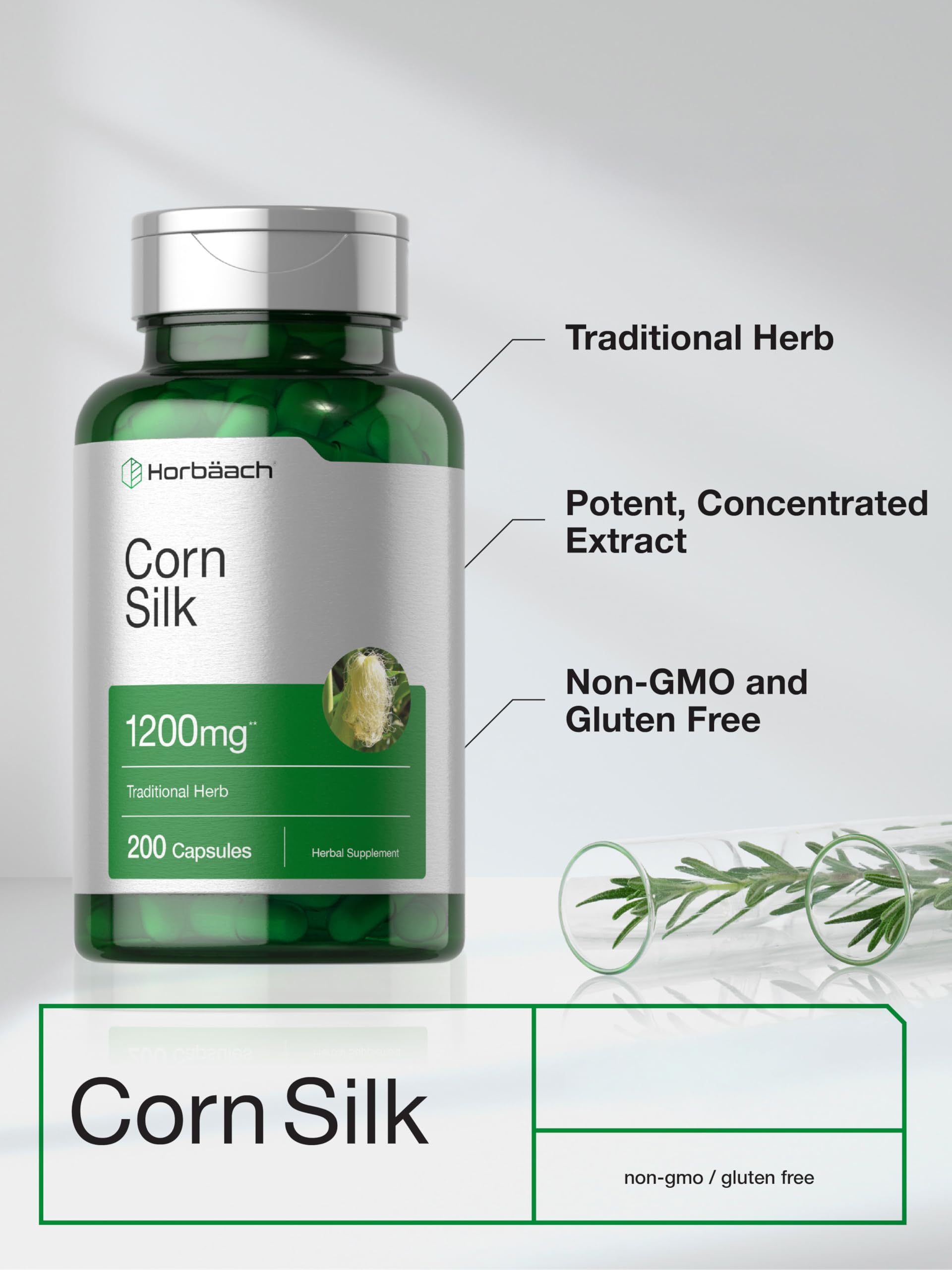 Horbäach Corn Silk Capsules | 200 Count | Non-GMO, Gluten Free Extract Supplement - Image 3