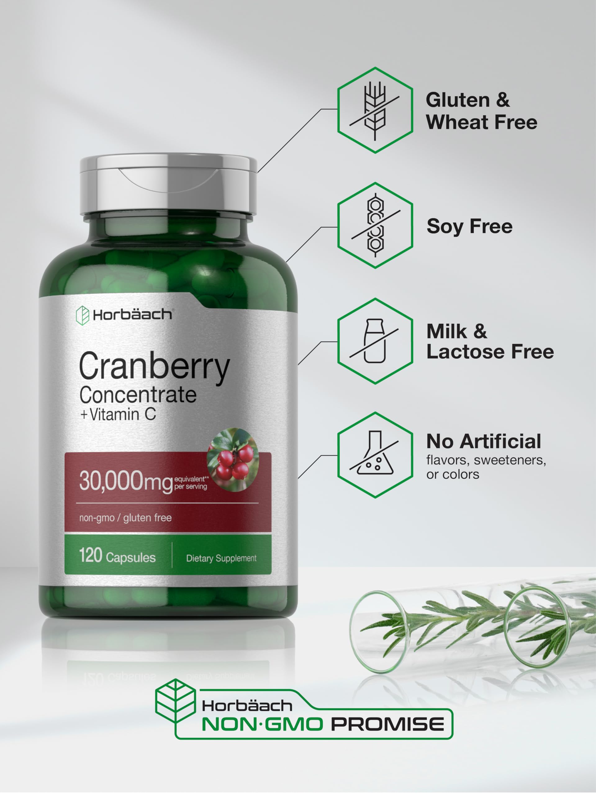 Horbäach Cranberry Concentrate Extract Pills + Vitamin C | 120 Capsules | Supplement for Women and Men | Triple Strength Ultimate Potency Formula | Non-GMO and Gluten Free - Image 5