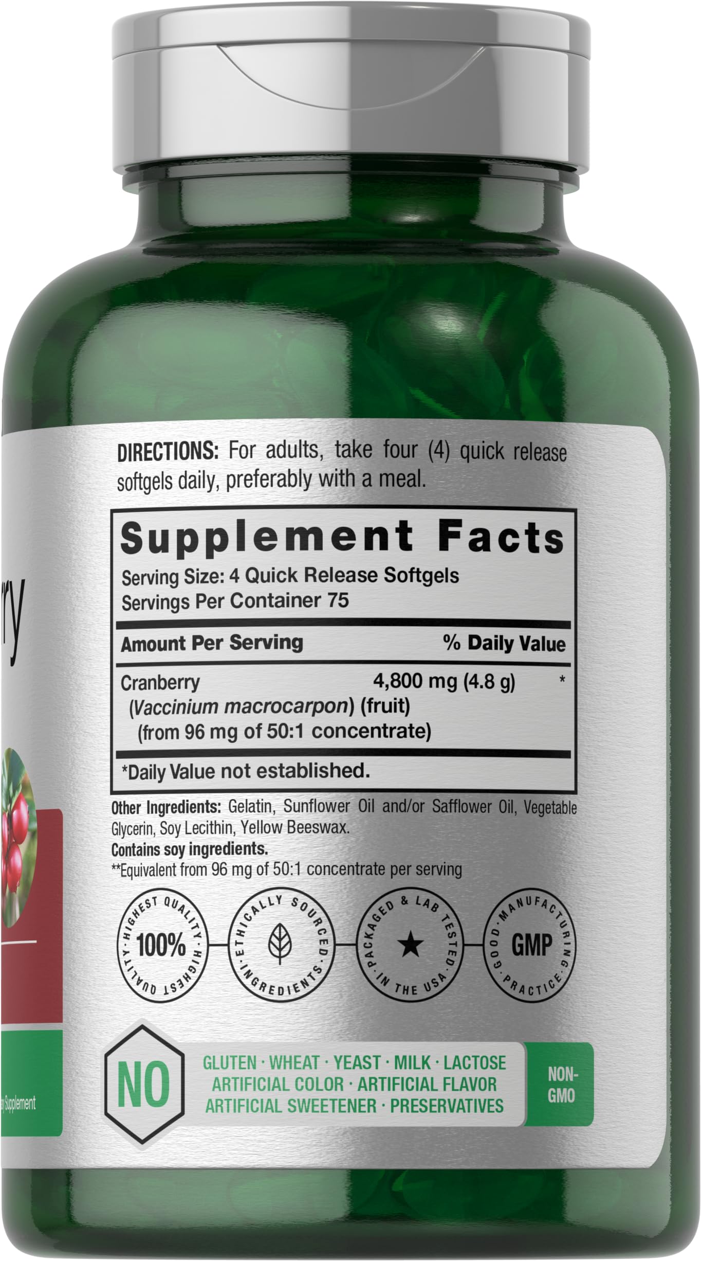 Horbäach Cranberry Pills | 300 Softgels | Non-GMO, Gluten Free Supplement | from Concentrate Extract - Image 2