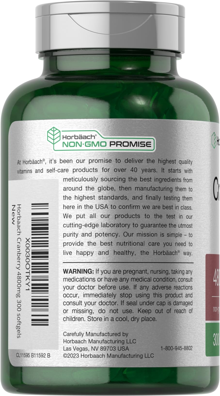 Horbäach Cranberry Pills | 300 Softgels | Non-GMO, Gluten Free Supplement | from Concentrate Extract - Image 3