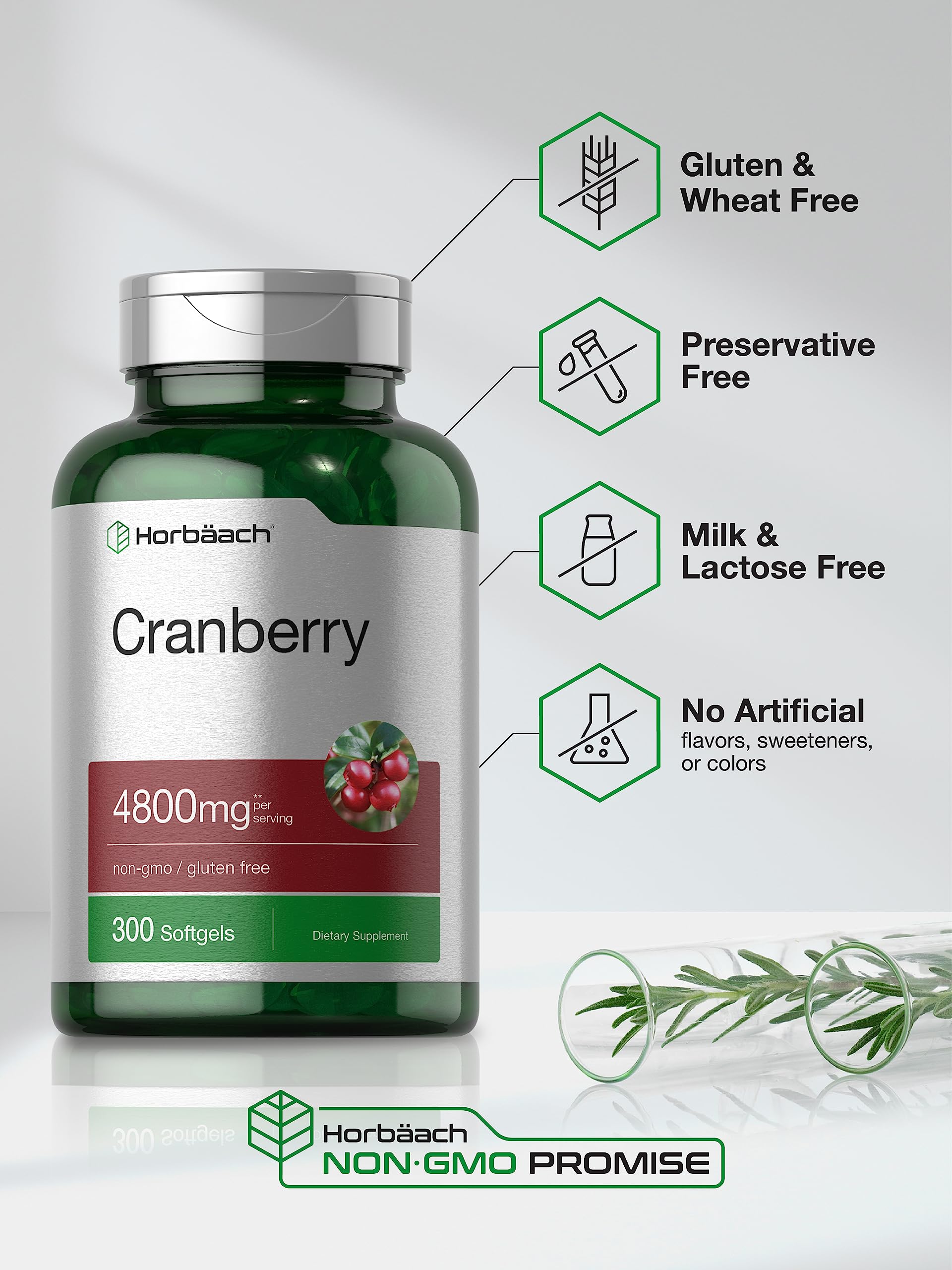 Horbäach Cranberry Pills | 300 Softgels | Non-GMO, Gluten Free Supplement | from Concentrate Extract - Image 5