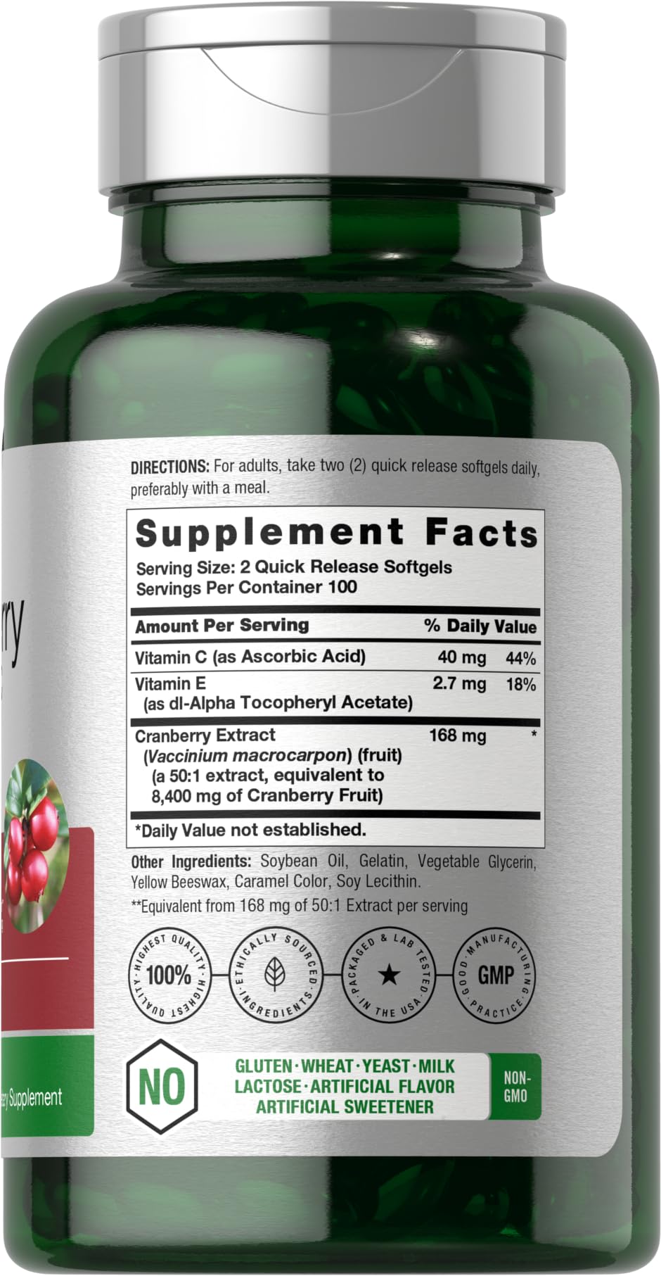Horbäach Cranberry Pills for Women and Men | 200 Softgels | Extract Supplement with Vitamin C | Non-GMO, Gluten Free - Image 2