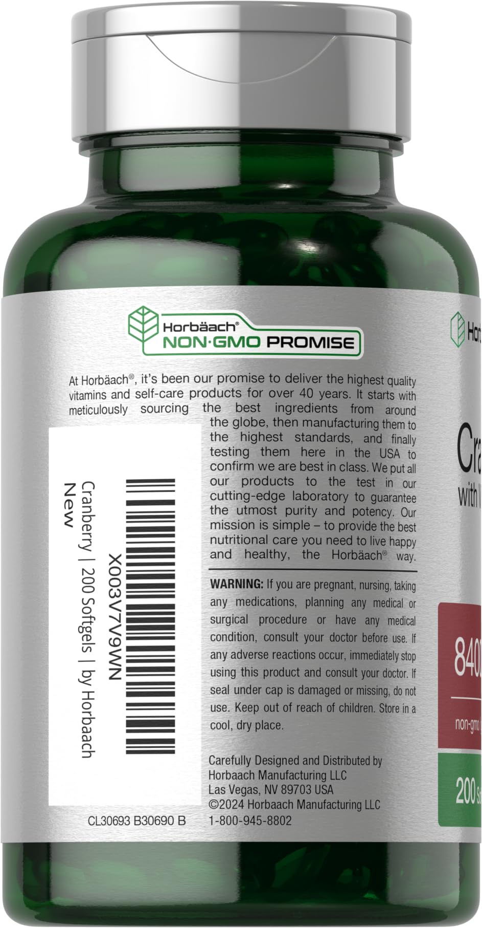 Horbäach Cranberry Pills for Women and Men | 200 Softgels | Extract Supplement with Vitamin C | Non-GMO, Gluten Free - Image 3