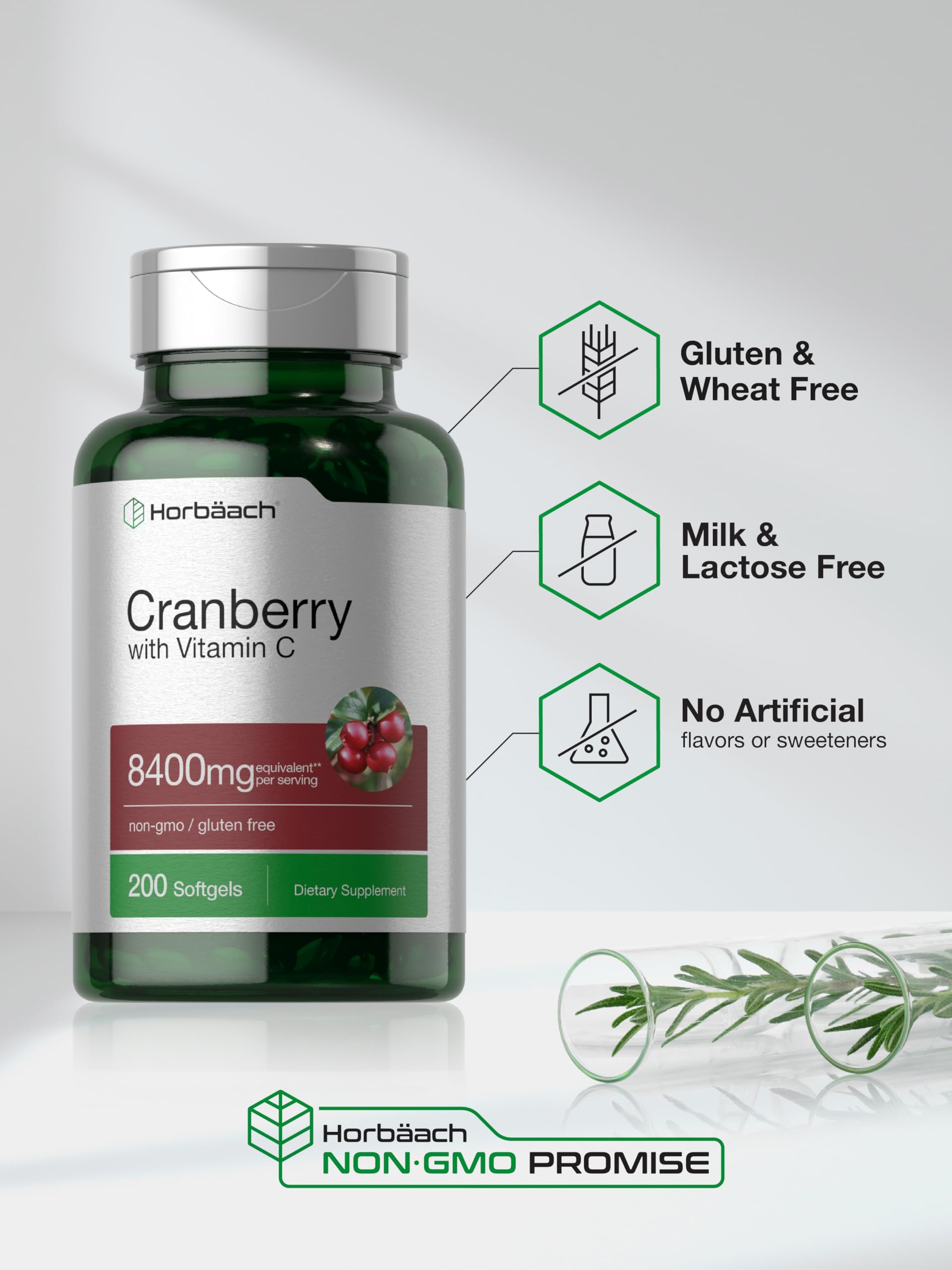 Horbäach Cranberry Pills for Women and Men | 200 Softgels | Extract Supplement with Vitamin C | Non-GMO, Gluten Free - Image 5