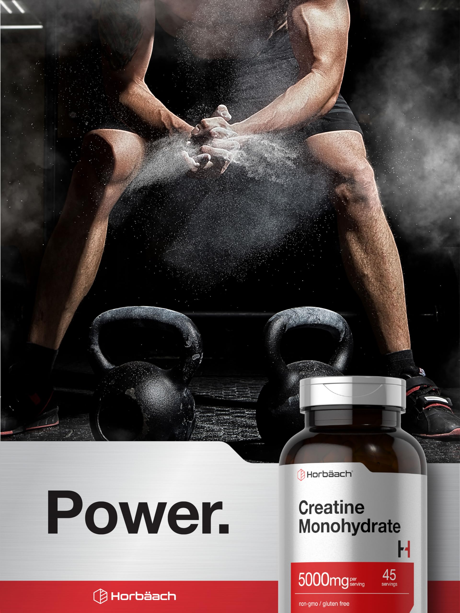 Horbäach Creatine Monohydrate | 5g | 225 Capsules | Non-GMO, Gluten Free Supplement - Image 7