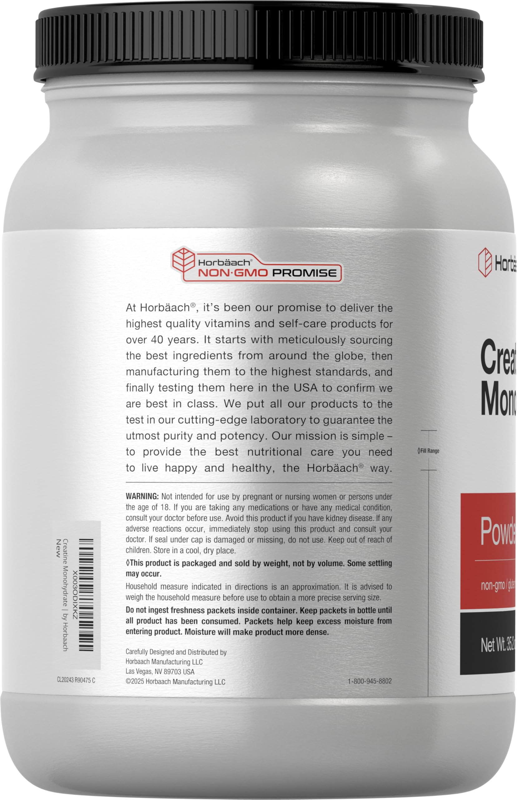 Horbäach Creatine Monohydrate Powder | 2.2lbs (35.2 oz) | Micronized and Unflavored | Vegetarian, Non-GMO, and Gluten Free Supplement - Image 3