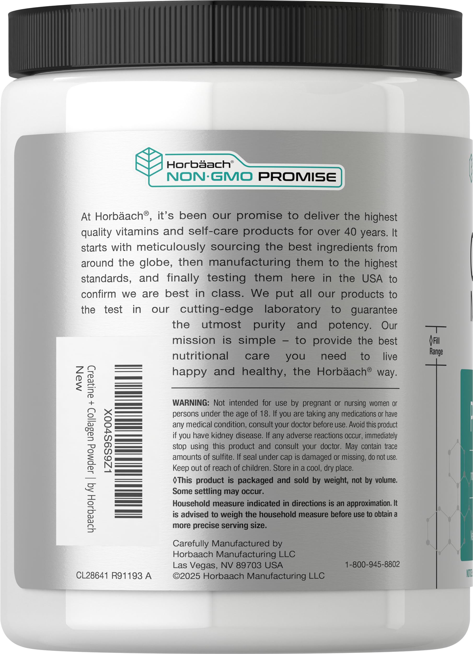 Horbäach Creatine Monohydrate Powder | with Collagen and L-Taurine | 10.05 oz | Unflavored | for Women and Men | Non-GMO, Gluten Free - Image 3