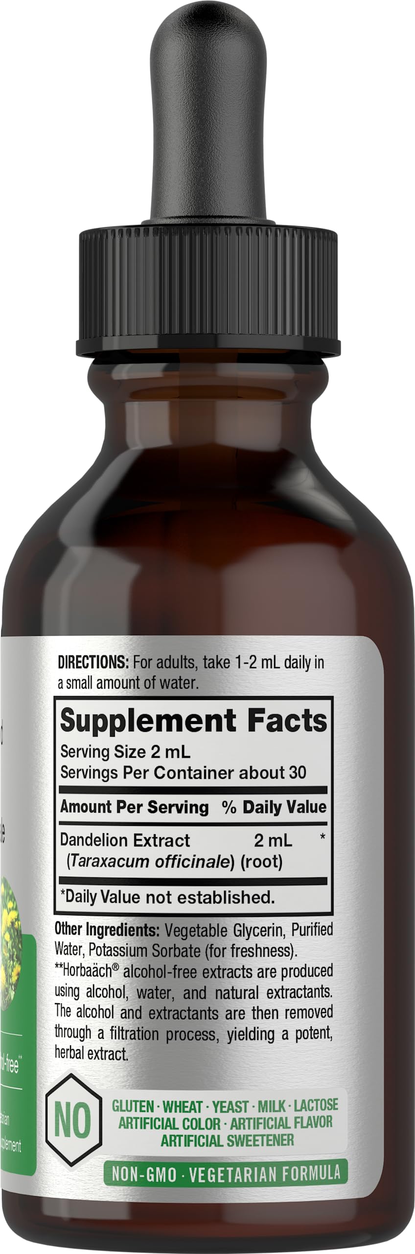 Horbäach Dandelion Root Extract Supplement | 2 fl oz | Super Concentrated | Alcohol Free Liquid Tincture | Vegetarian, Non-GMO, Gluten Free - Image 2