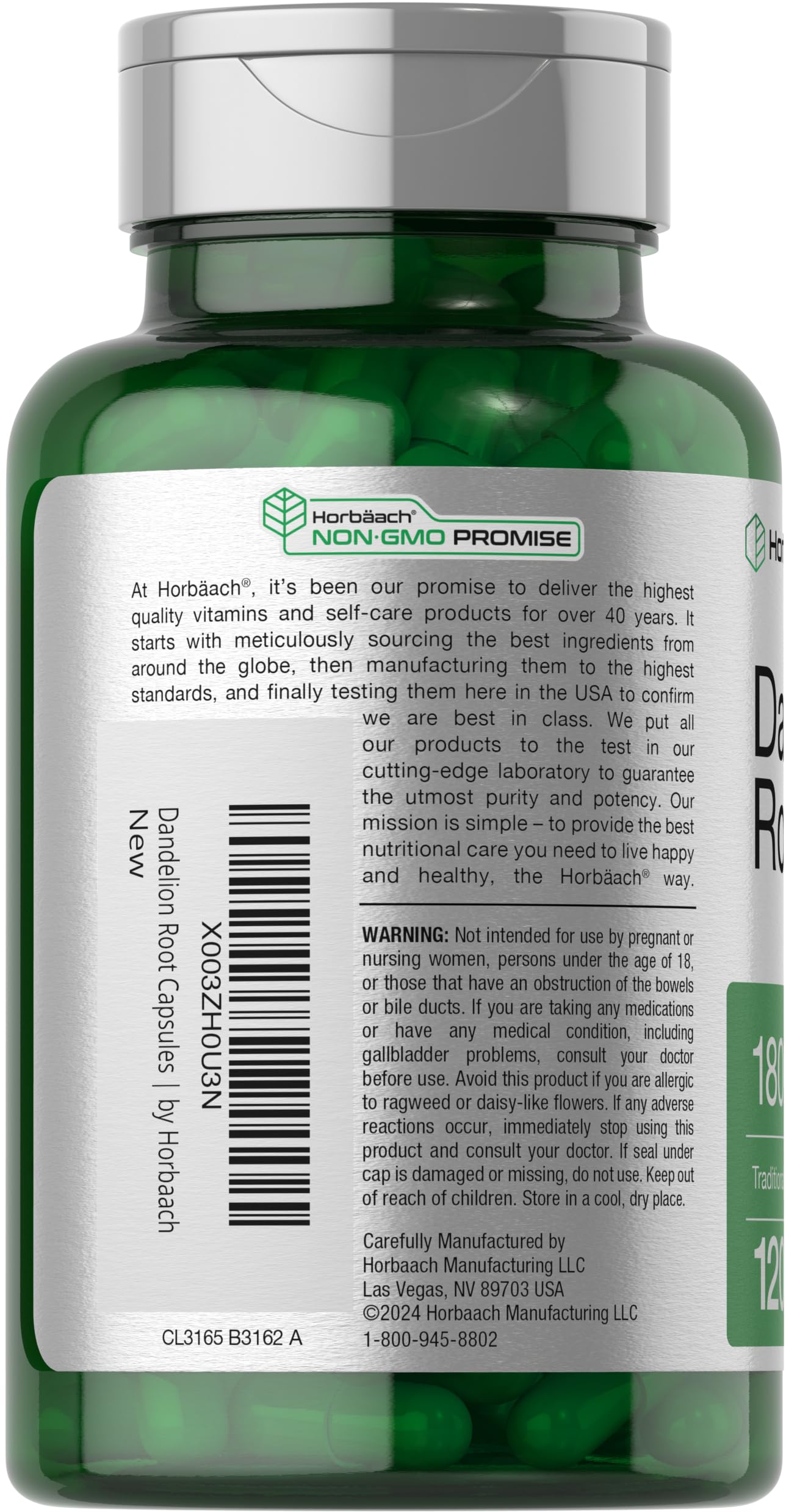 Horbäach Dandelion Root Supplement | 120 Capsules | Non-GMO, Gluten Free - Image 3