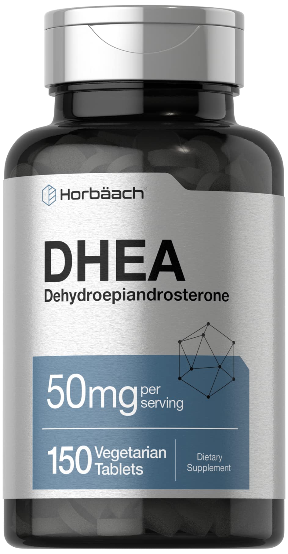 Horbäach DHEA 50mg | 150 Tablets | Non-GMO, Gluten Free Supplement
