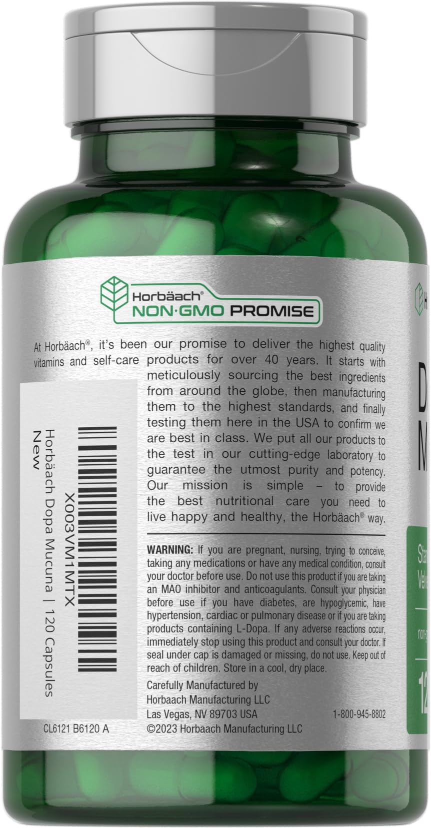 Horbäach Dopa Mucuna Supplement | 120 Capsules | Velvet Bean Herbal Extract | 15% L-Dopa | Non-GMO & Gluten Free - Image 3