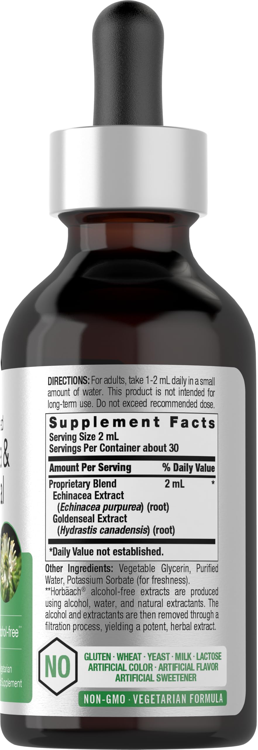 Horbäach Echinacea Goldenseal Liquid Tincture Drops | 2 fl oz | Alcohol Free Extract | Vegetarian, Non-GMO, Gluten Free Supplement - Image 2
