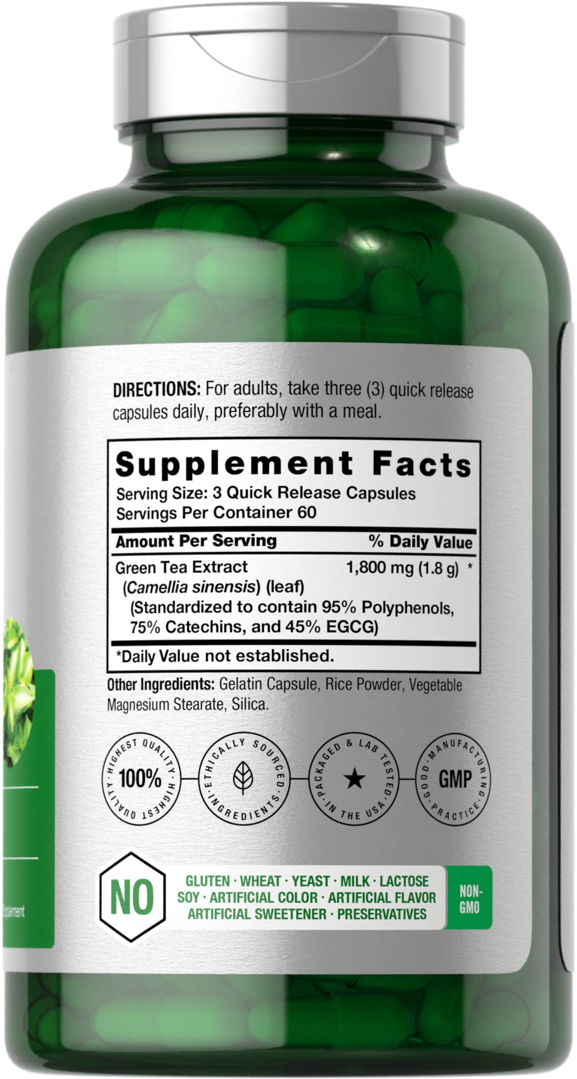 Horbäach EGCG Green Tea Extract Pills | 180 Capsules | Max Potency | Non-GMO & Gluten Free Supplement - Image 2