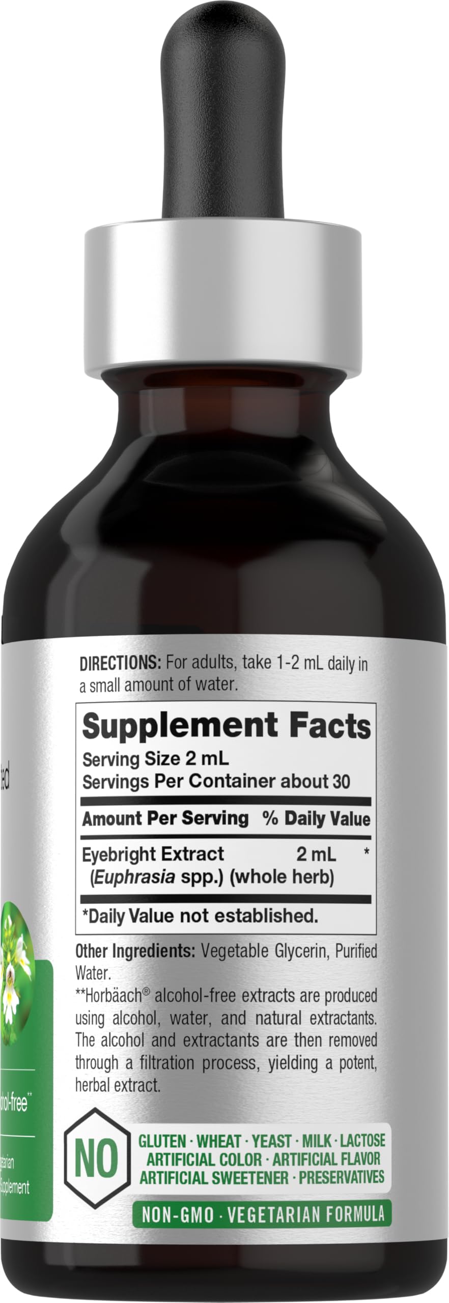 Horbäach Eyebright Herb Supplement | 2 fl oz | Alcohol Free | Super Concentrated Liquid Extract Tincture | Vegetarian, Non-GMO, Gluten Free - Image 2