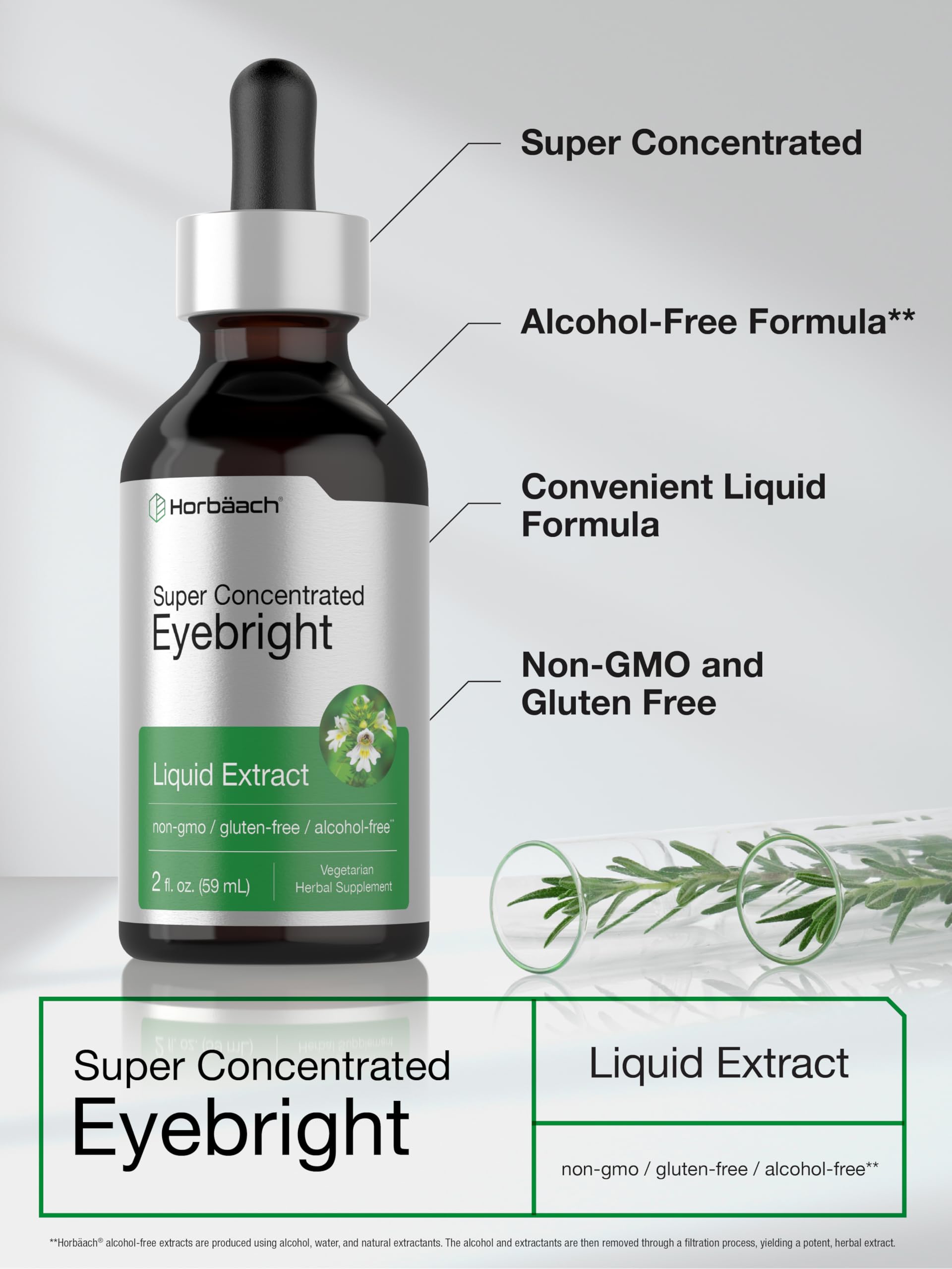 Horbäach Eyebright Herb Supplement | 2 fl oz | Alcohol Free | Super Concentrated Liquid Extract Tincture | Vegetarian, Non-GMO, Gluten Free - Image 4