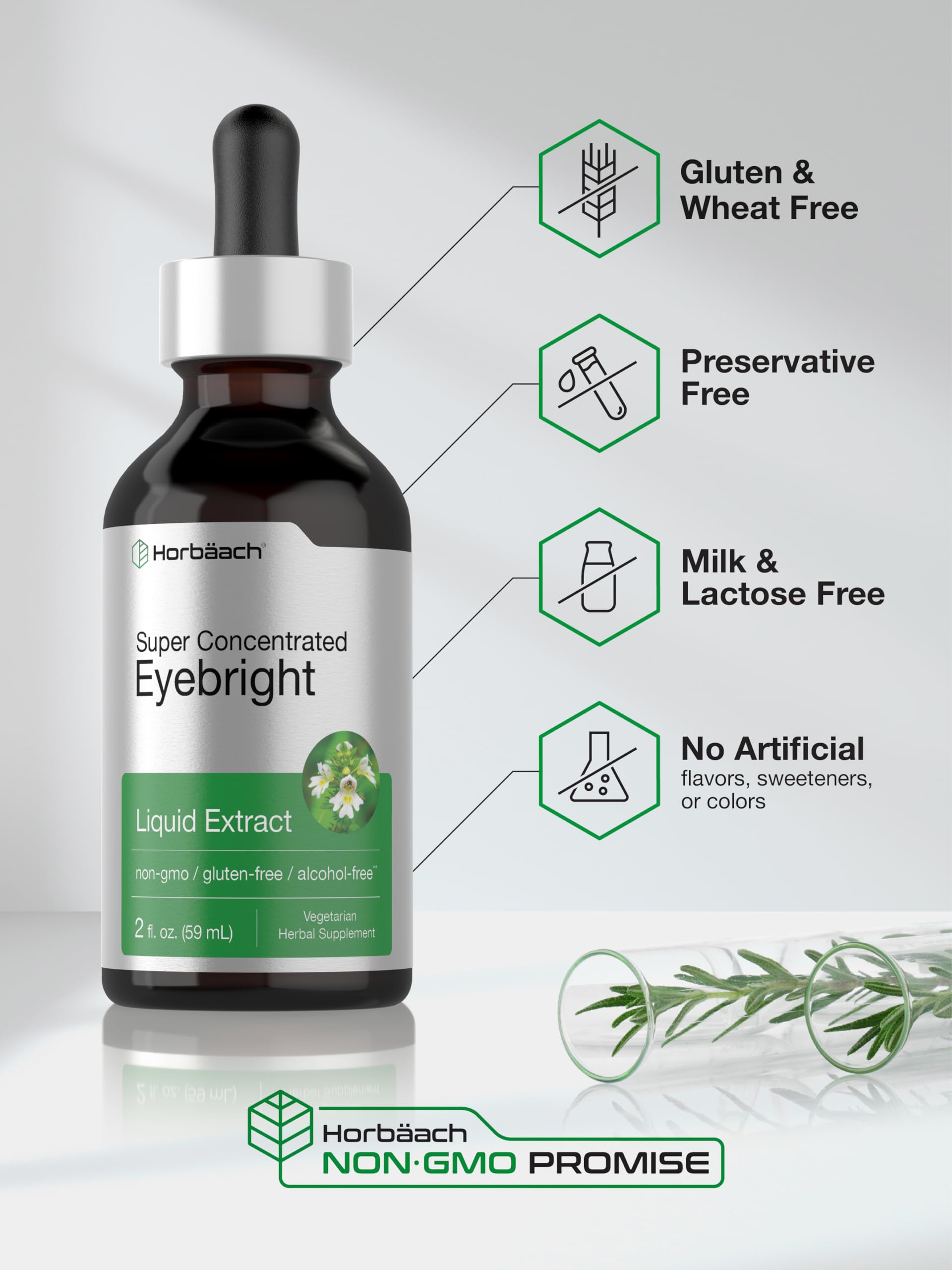 Horbäach Eyebright Herb Supplement | 2 fl oz | Alcohol Free | Super Concentrated Liquid Extract Tincture | Vegetarian, Non-GMO, Gluten Free - Image 5