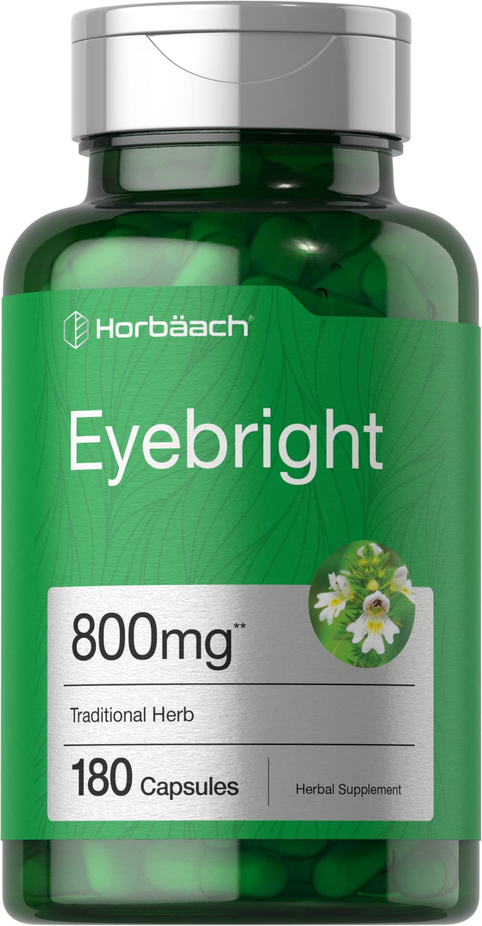Horbäach Eyebright Herbal Supplement | 180 Capsules | Non-GMO, Gluten Free