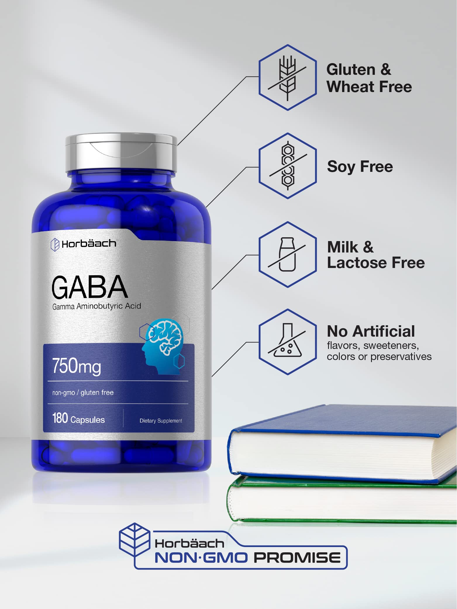 Horbäach GABA 750mg | 180 Powder Capsules | Gamma Aminobutyric Acid Supplement | Non-GMO, Gluten Free - Image 4