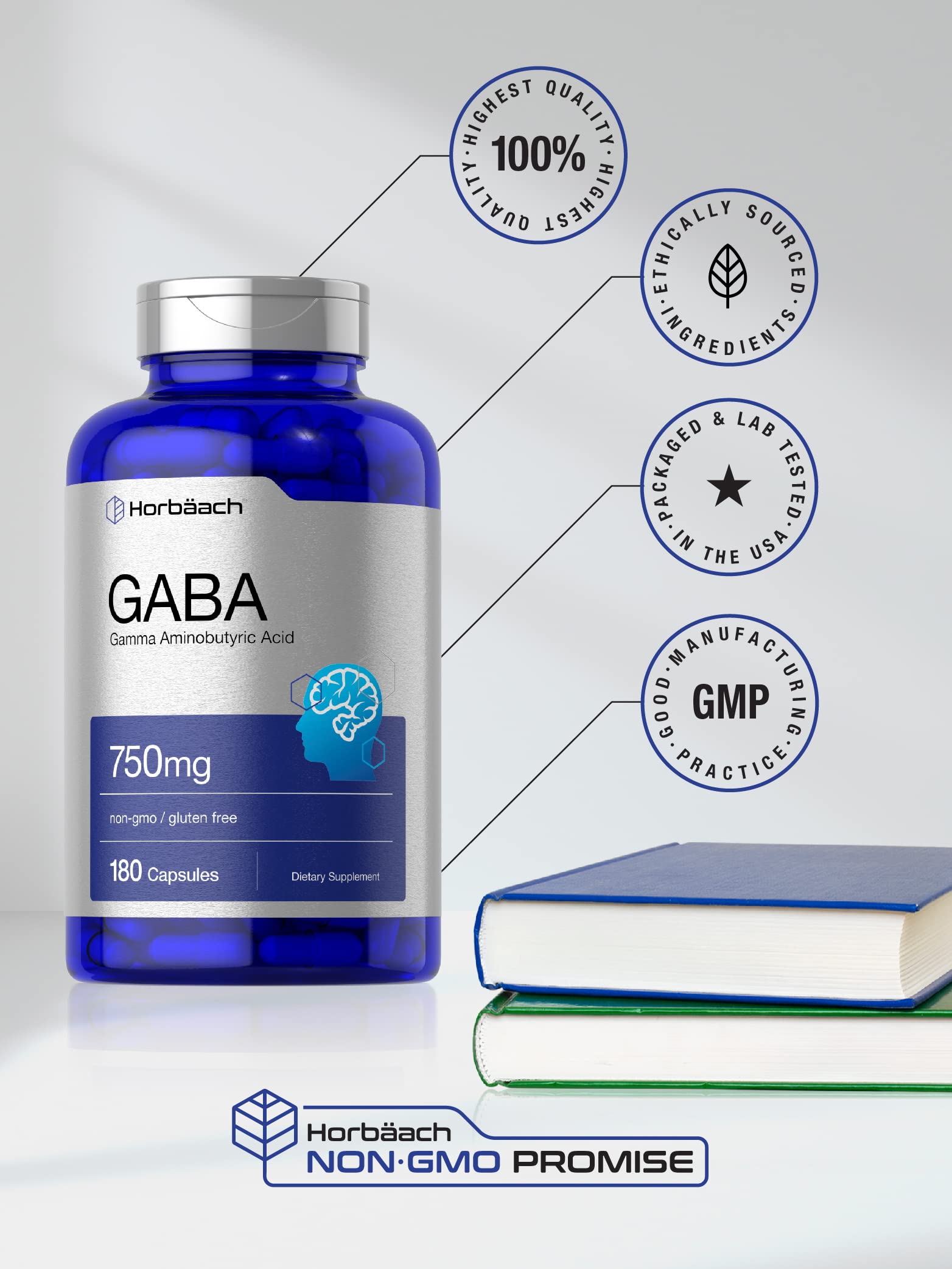 Horbäach GABA 750mg | 180 Powder Capsules | Gamma Aminobutyric Acid Supplement | Non-GMO, Gluten Free - Image 5