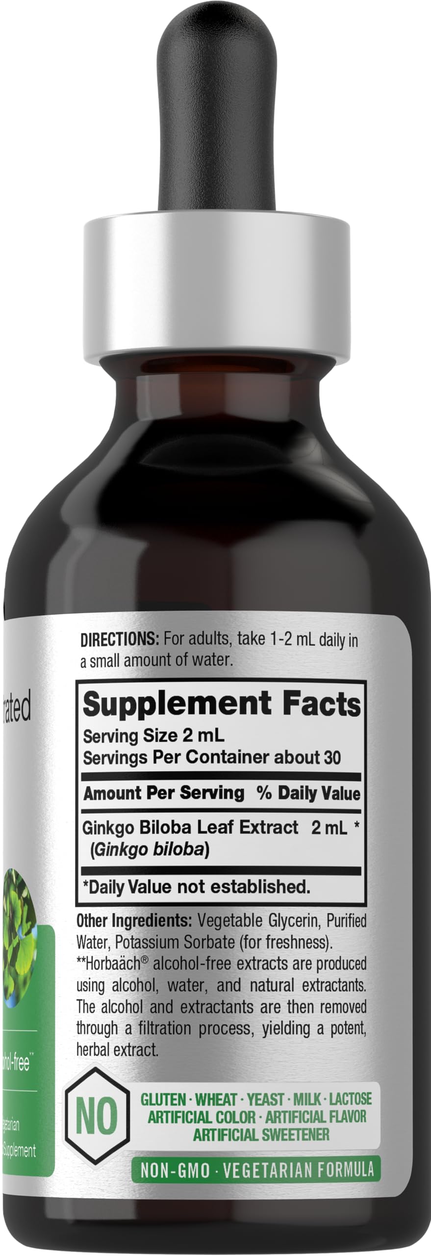 Horbäach Ginkgo Biloba Extract Liquid 2 fl oz | Alcohol-Free Herb Supplement | Vegetarian, Non-GMO, Gluten Free - Image 2