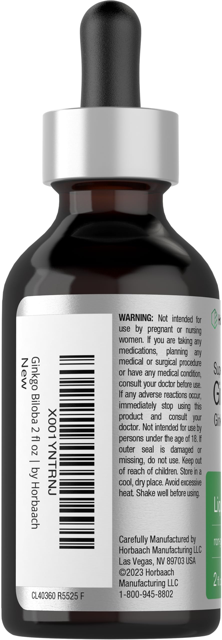 Horbäach Ginkgo Biloba Extract Liquid 2 fl oz | Alcohol-Free Herb Supplement | Vegetarian, Non-GMO, Gluten Free - Image 3