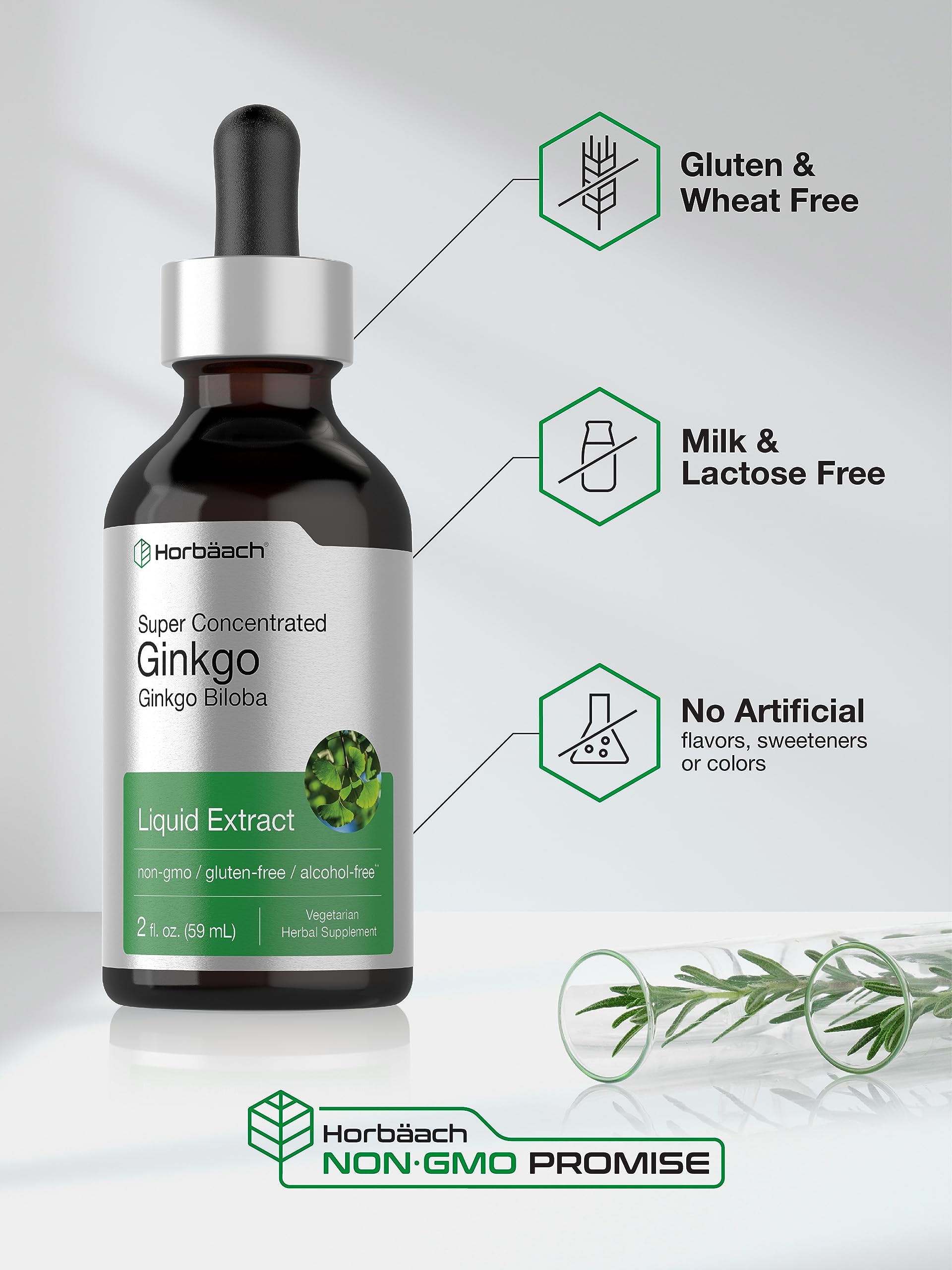 Horbäach Ginkgo Biloba Extract Liquid 2 fl oz | Alcohol-Free Herb Supplement | Vegetarian, Non-GMO, Gluten Free - Image 5