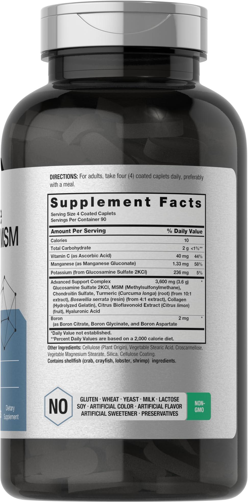 Horbäach Glucosamine Chondroitin MSM | 360 Caplets | Advanced Formula with Turmeric | Non-GMO, Gluten Free - Image 2
