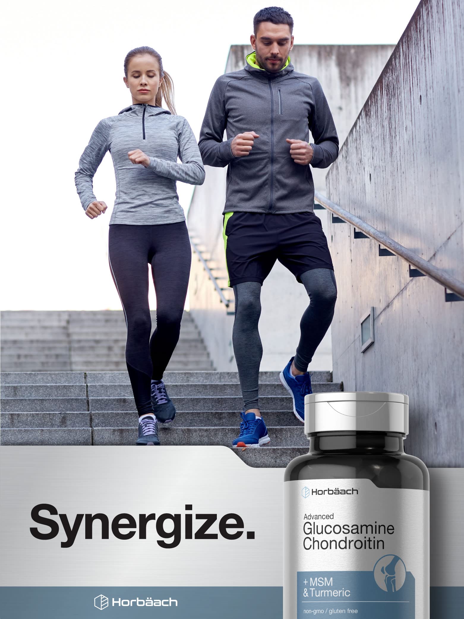 Horbäach Glucosamine Chondroitin | Plus MSM & Turmeric | 180 Coated Caplets | Non-GMO, Gluten Free Supplement - Image 6
