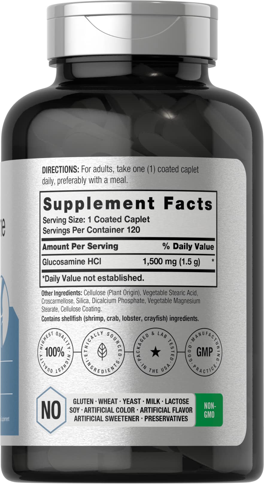 Horbäach Glucosamine HCL | 1500mg | 120 Caplets | Non-GMO and Gluten Free Supplement - Image 2