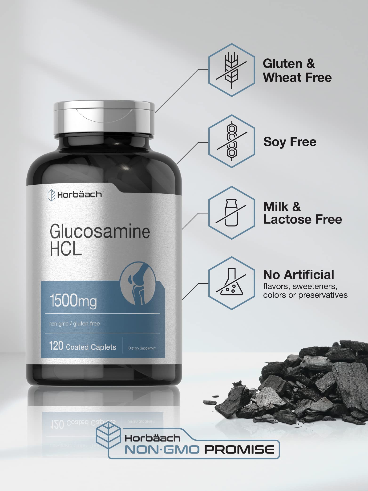 Horbäach Glucosamine HCL | 1500mg | 120 Caplets | Non-GMO and Gluten Free Supplement - Image 4