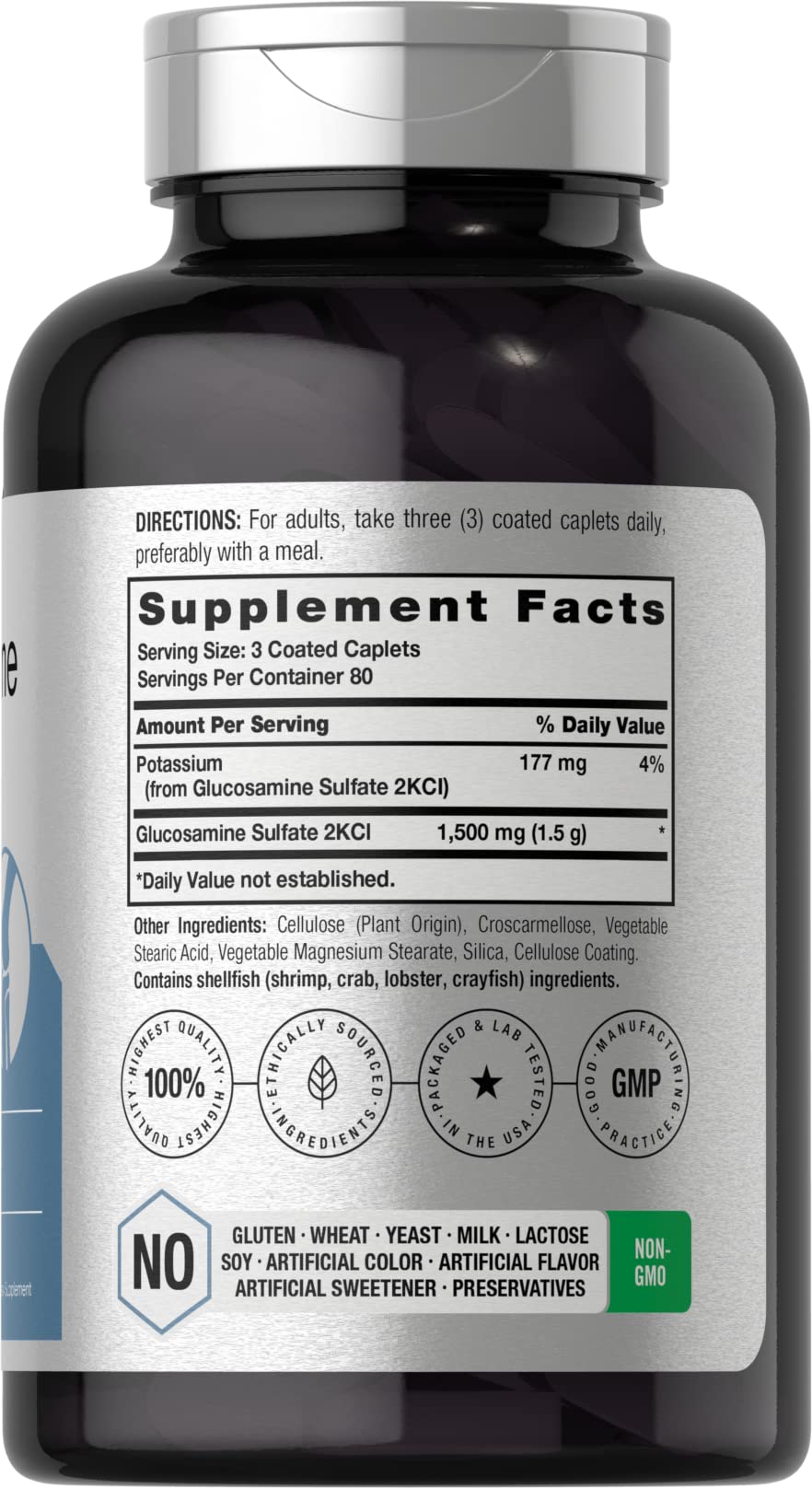 Horbäach Glucosamine Sulfate 1500mg | 240 Caplets | 2KCI with Potassium | Non-GMO and Gluten Free Supplement - Image 2