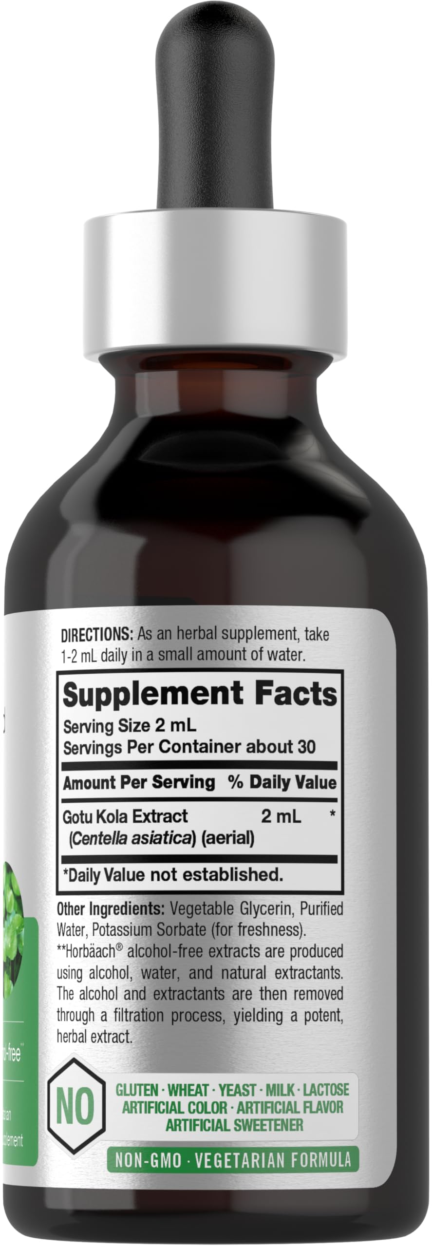 Horbäach Gotu Kola Extract | 2 fl oz | Alcohol Free | Super Concentrated Liquid Herb Supplement | Vegetarian, Non-GMO, Gluten Free - Image 2