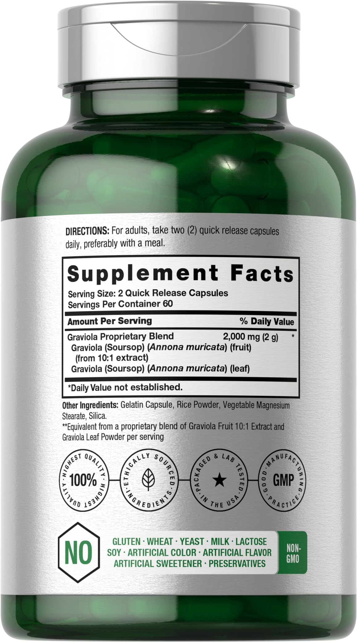 Horbäach Graviola Capsules | 120 Count | Non-GMO, Gluten Free | Soursop (Annona Muricata) - Image 2