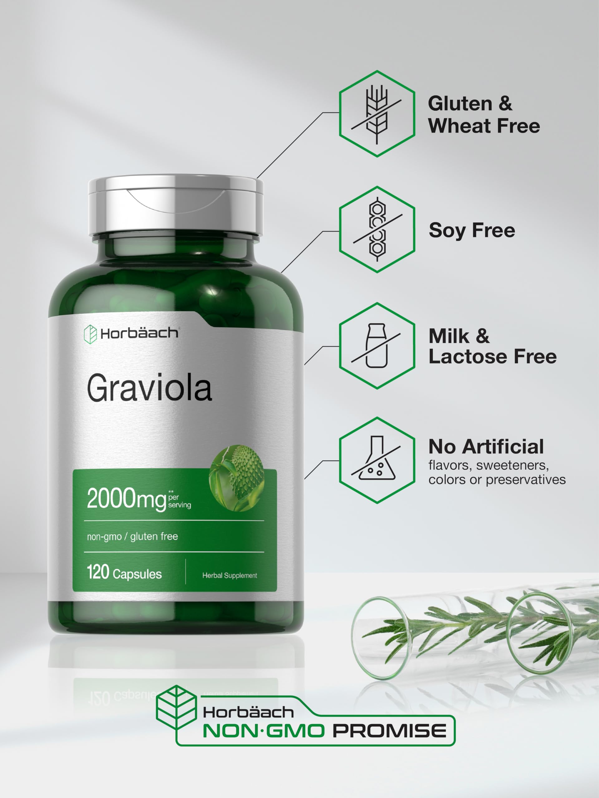 Horbäach Graviola Capsules | 120 Count | Non-GMO, Gluten Free | Soursop (Annona Muricata) - Image 5