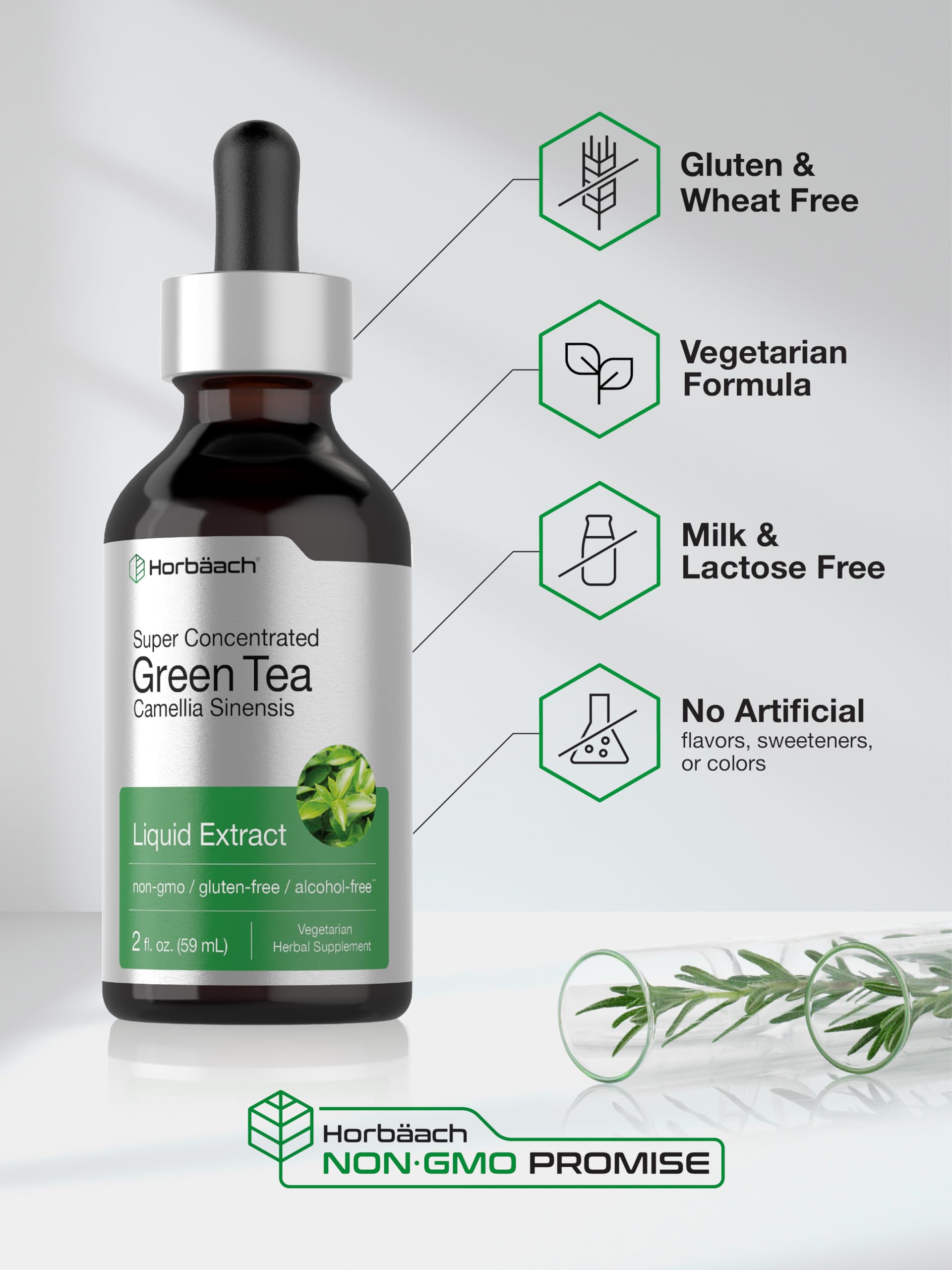 Horbäach Green Tea Extract Liquid Drops | 2 Fl Oz | Herbal Tincture | Alcohol Free | Vegetarian | Super Concentrated Supplement | Non-GMO, Gluten Free - Image 5