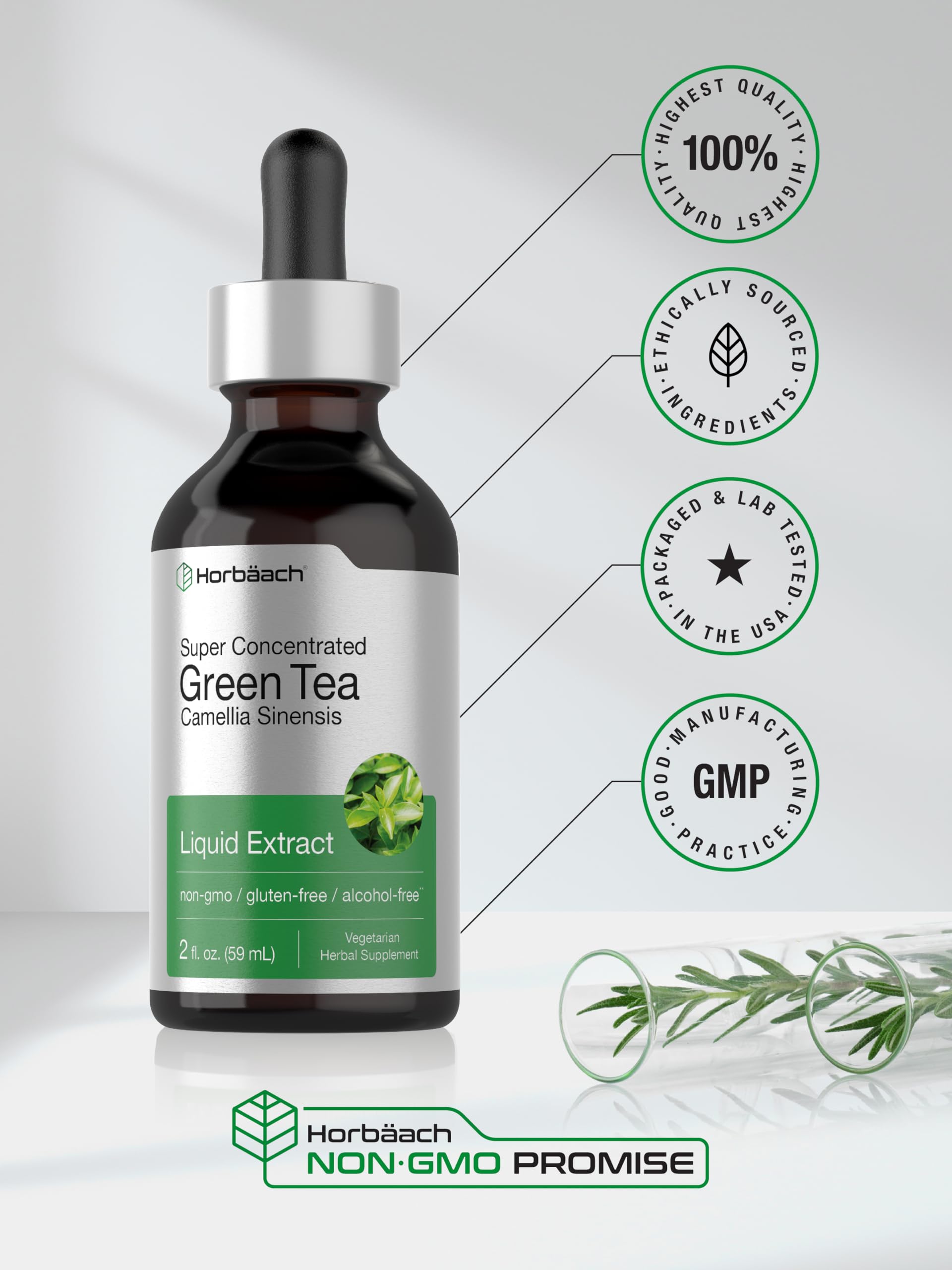 Horbäach Green Tea Extract Liquid Drops | 2 Fl Oz | Herbal Tincture | Alcohol Free | Vegetarian | Super Concentrated Supplement | Non-GMO, Gluten Free - Image 6