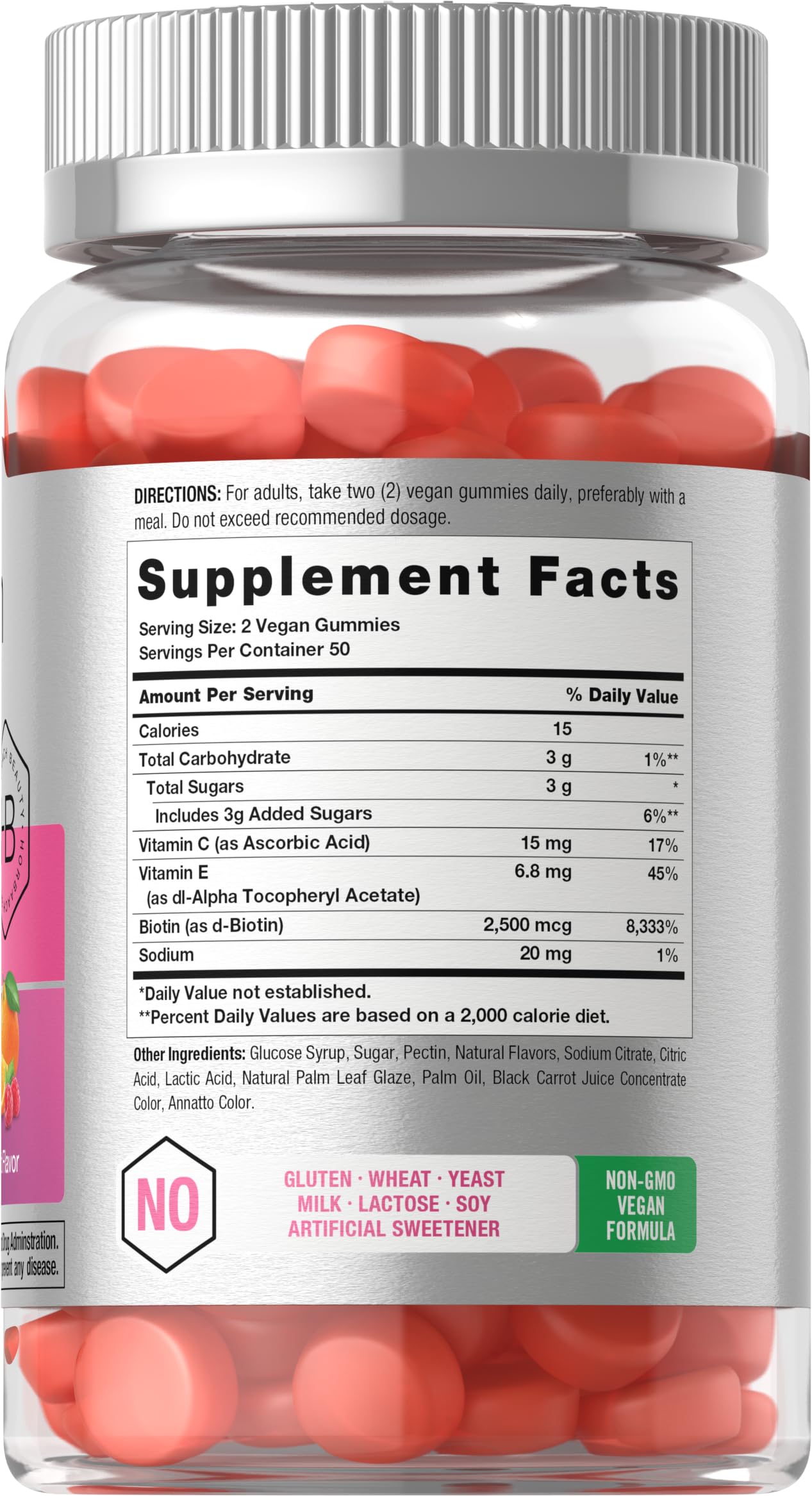 Horbäach Hair Skin and Nails Gummies | 100 Count | with Biotin | Fruit Flavored Vitamins | Non-GMO, Gluten Free Supplement - Image 2