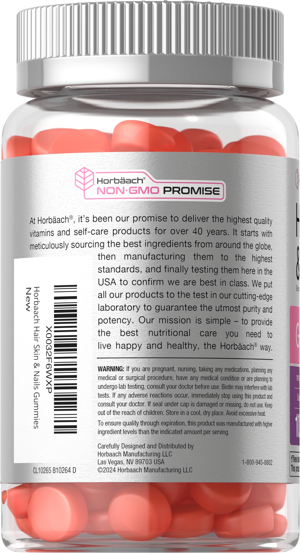 Horbäach Hair Skin and Nails Gummies | 100 Count | with Biotin | Fruit Flavored Vitamins | Non-GMO, Gluten Free Supplement - Image 3