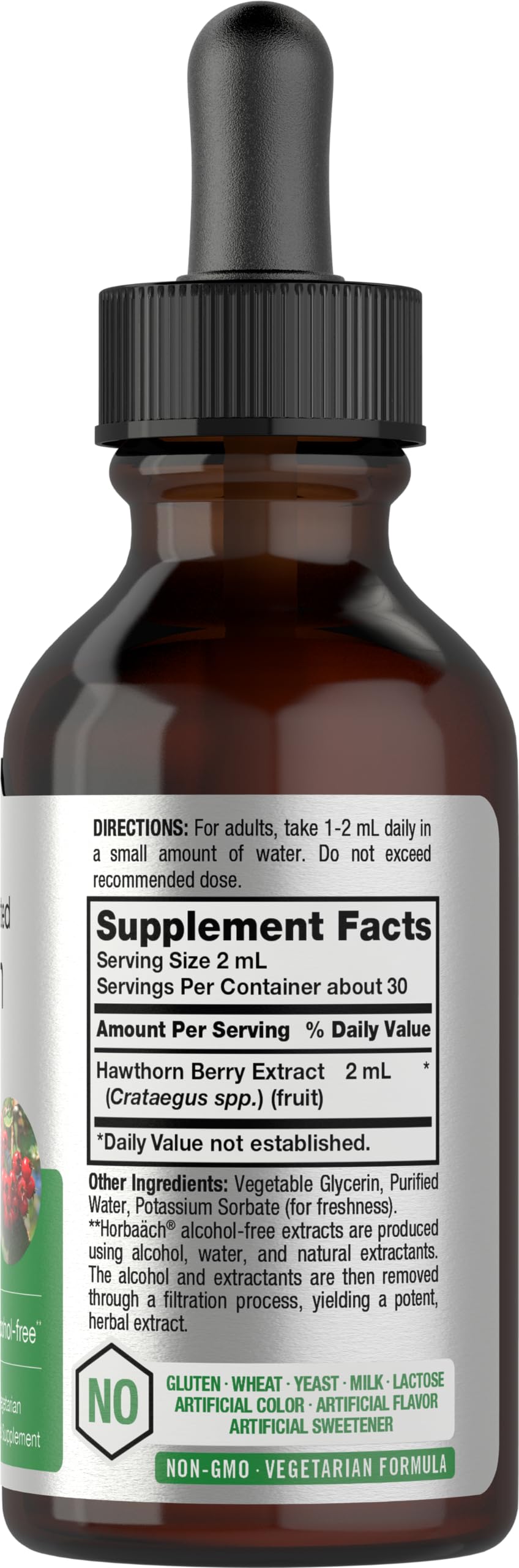 Horbäach Hawthorn Berry Extract | 2 fl oz | Alcohol Free Liquid Tincture | Vegetarian Supplement, Non-GMO, Gluten Free - Image 2