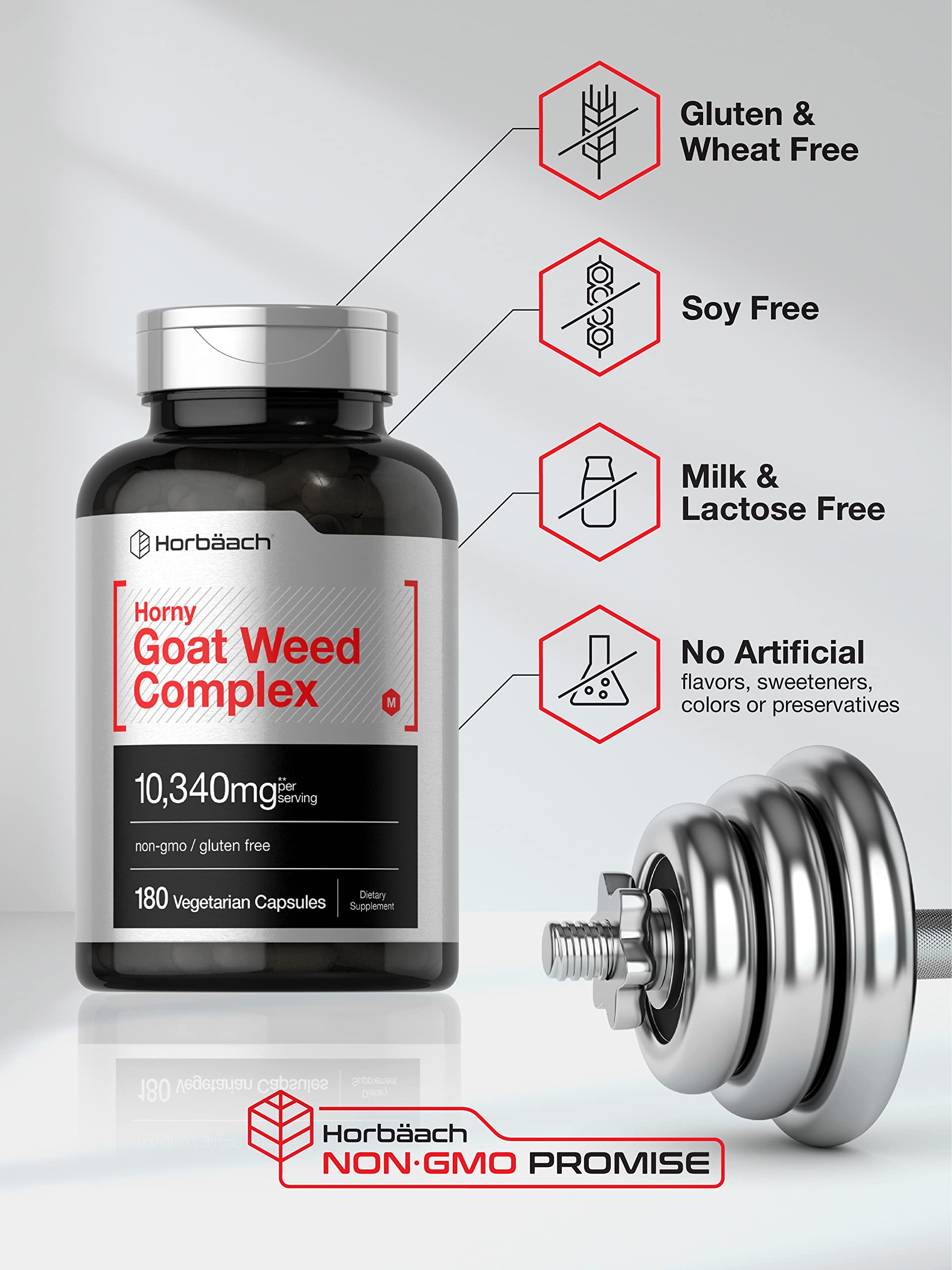 Horbäach Horny Goat Weed Complex | 180 Capsules | Vegetarian, Non-GMO, and Gluten Free Formula with Tribulus, Maca, Yohimbe, and L-Arginine - Image 4