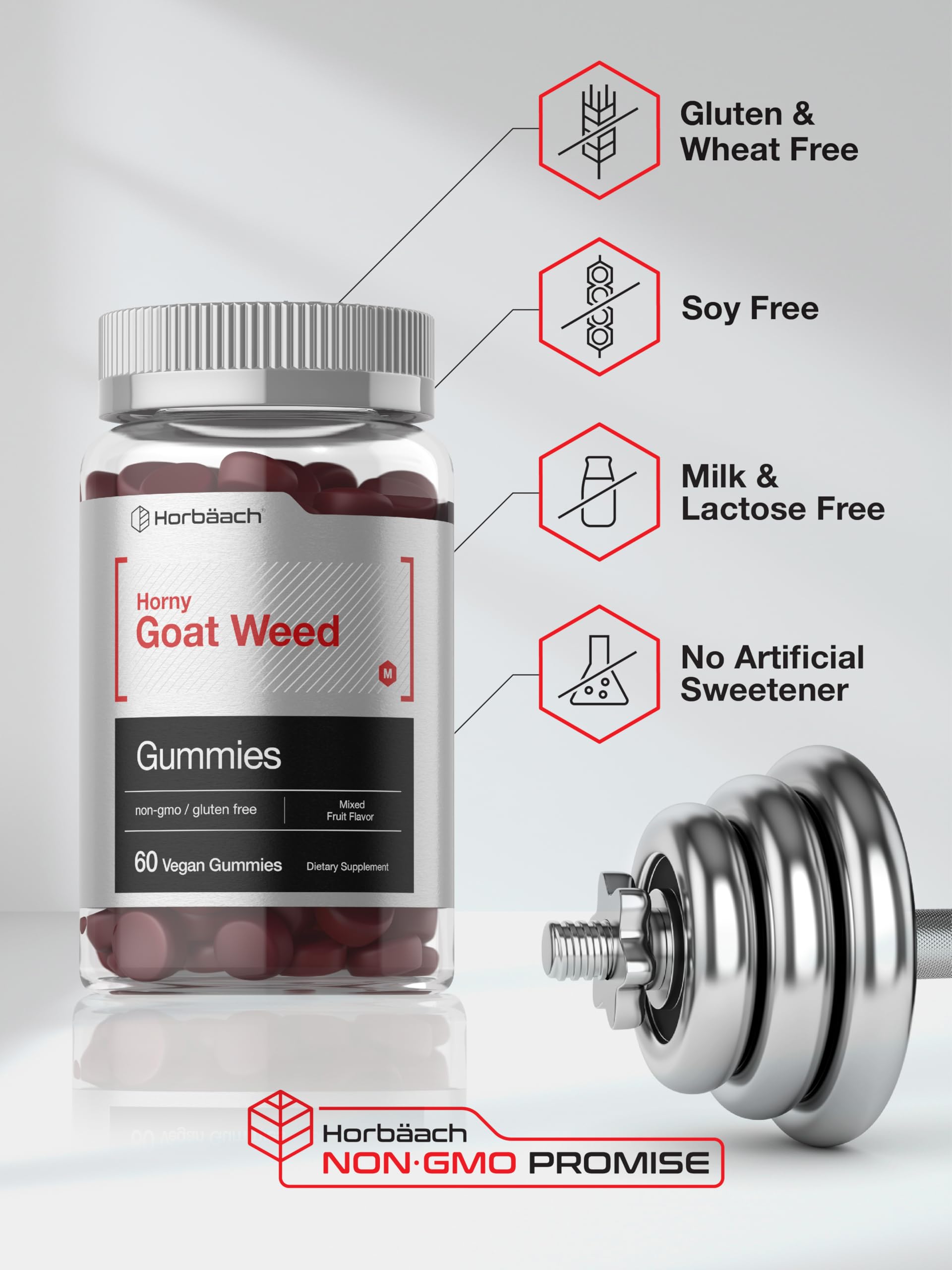 Horbäach Horny Goat Weed for Men and Women | 60 Gummies | Mixed Fruit Flavor | Includes Maca | Vegan, Non-GMO, and Gluten Free Formula - Image 5