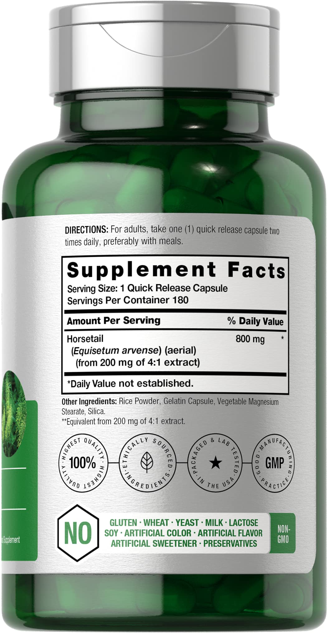 Horbäach Horsetail Herb Capsules | 180 Count | Non-GMO, Gluten Free Herb Extract Supplement - Image 2