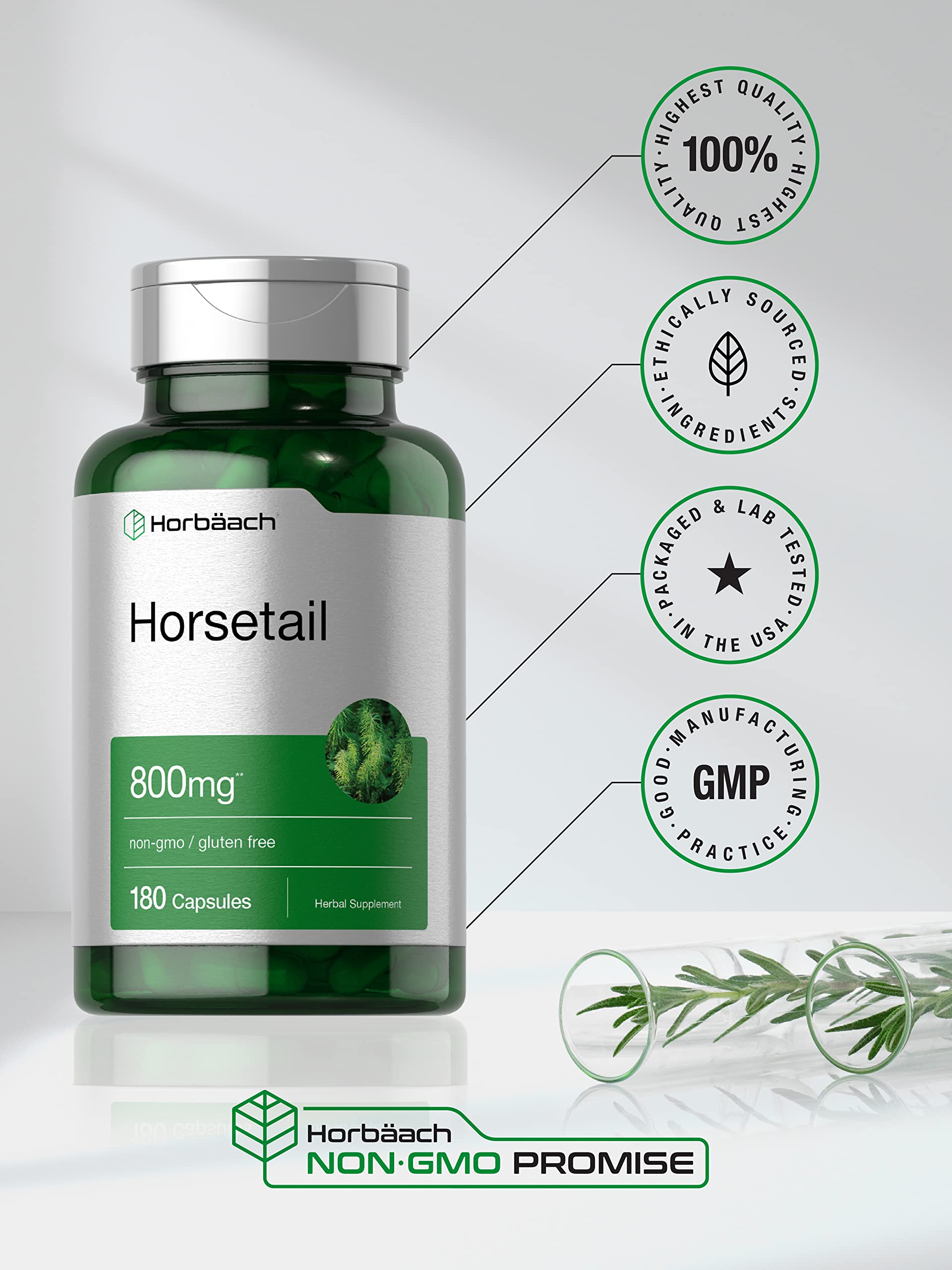 Horbäach Horsetail Herb Capsules | 180 Count | Non-GMO, Gluten Free Herb Extract Supplement - Image 5