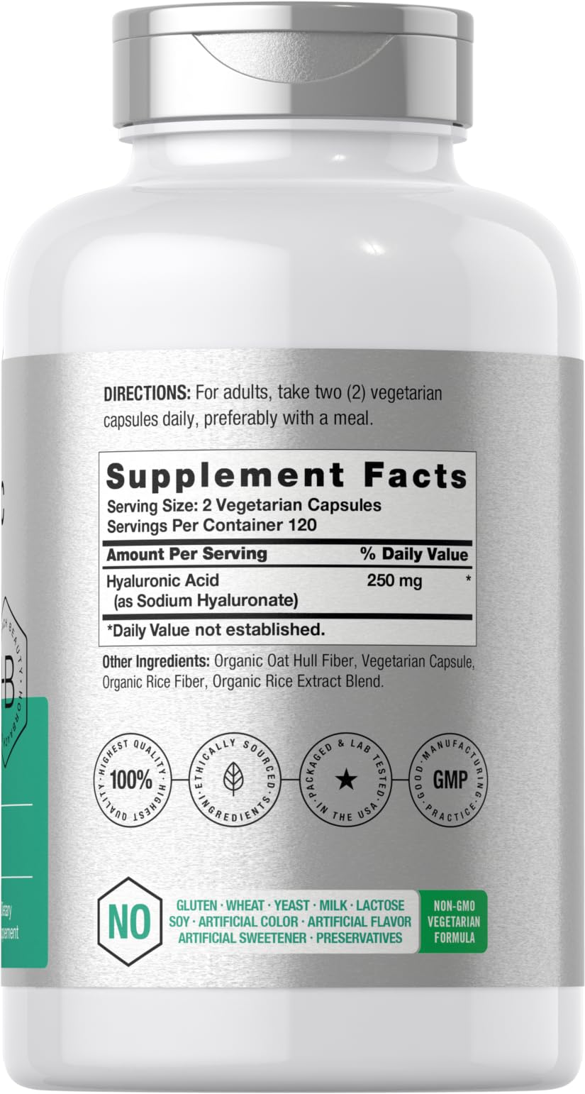 Horbäach Hyaluronic Acid Capsules | 250 mg | 240 Count | Non-GMO and Gluten Free Supplement - Image 2